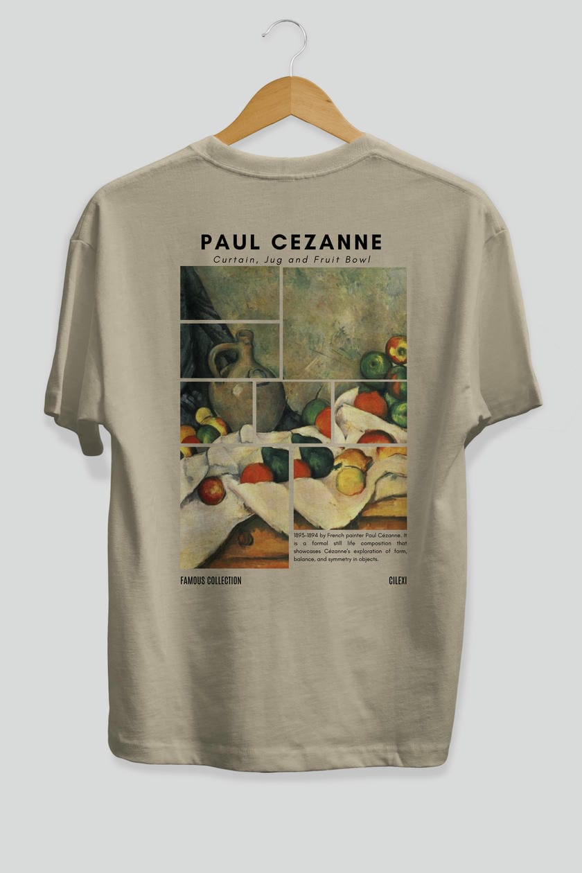 Paul Cezanne Curtain Arka Baskılı Oversize t-shirt Erkek Kadın Bisiklet Yaka Pamuk tişort