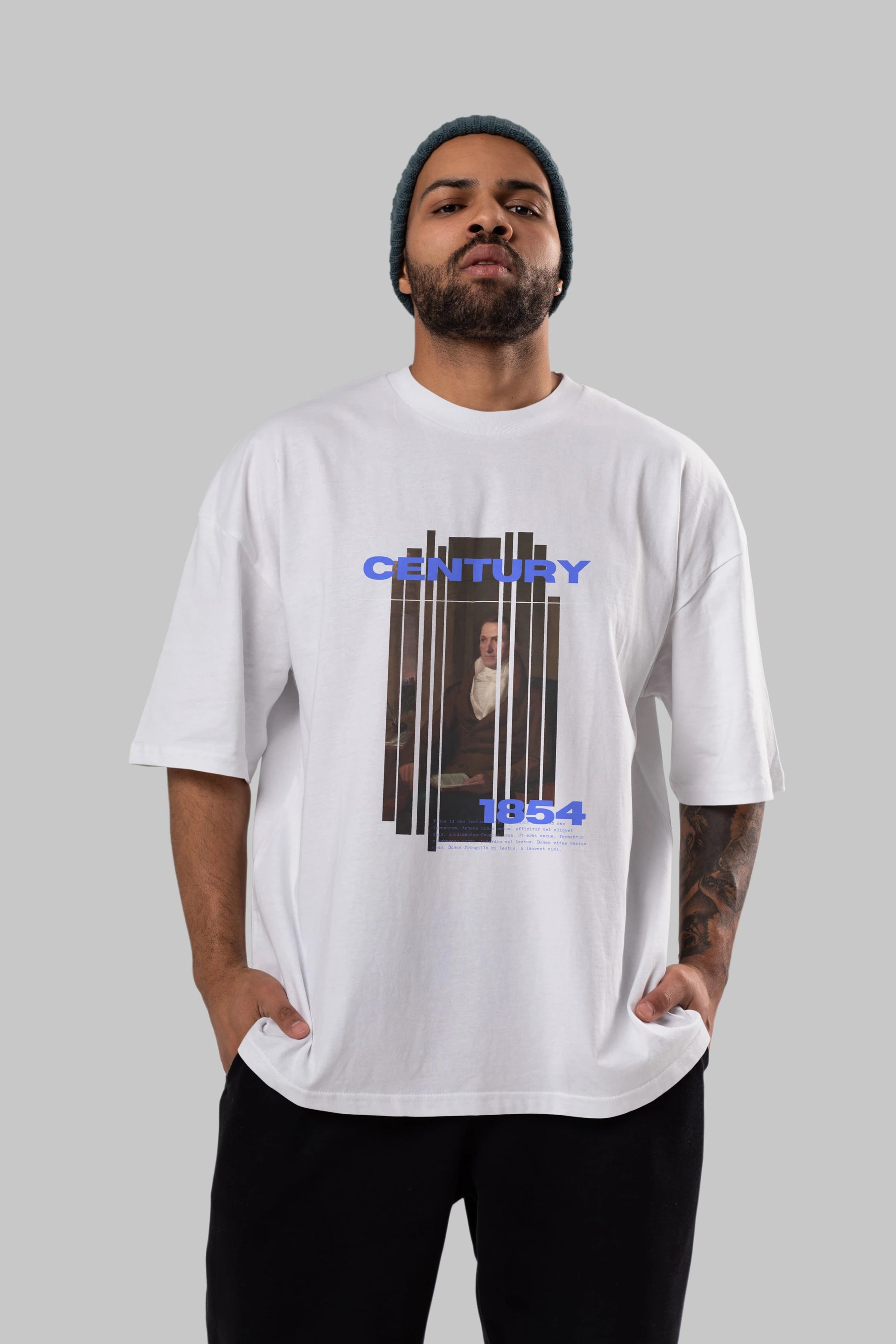 Century 1854 Yazılı Ön Baskılı Oversize t-shirt Erkek Kadın Unisex