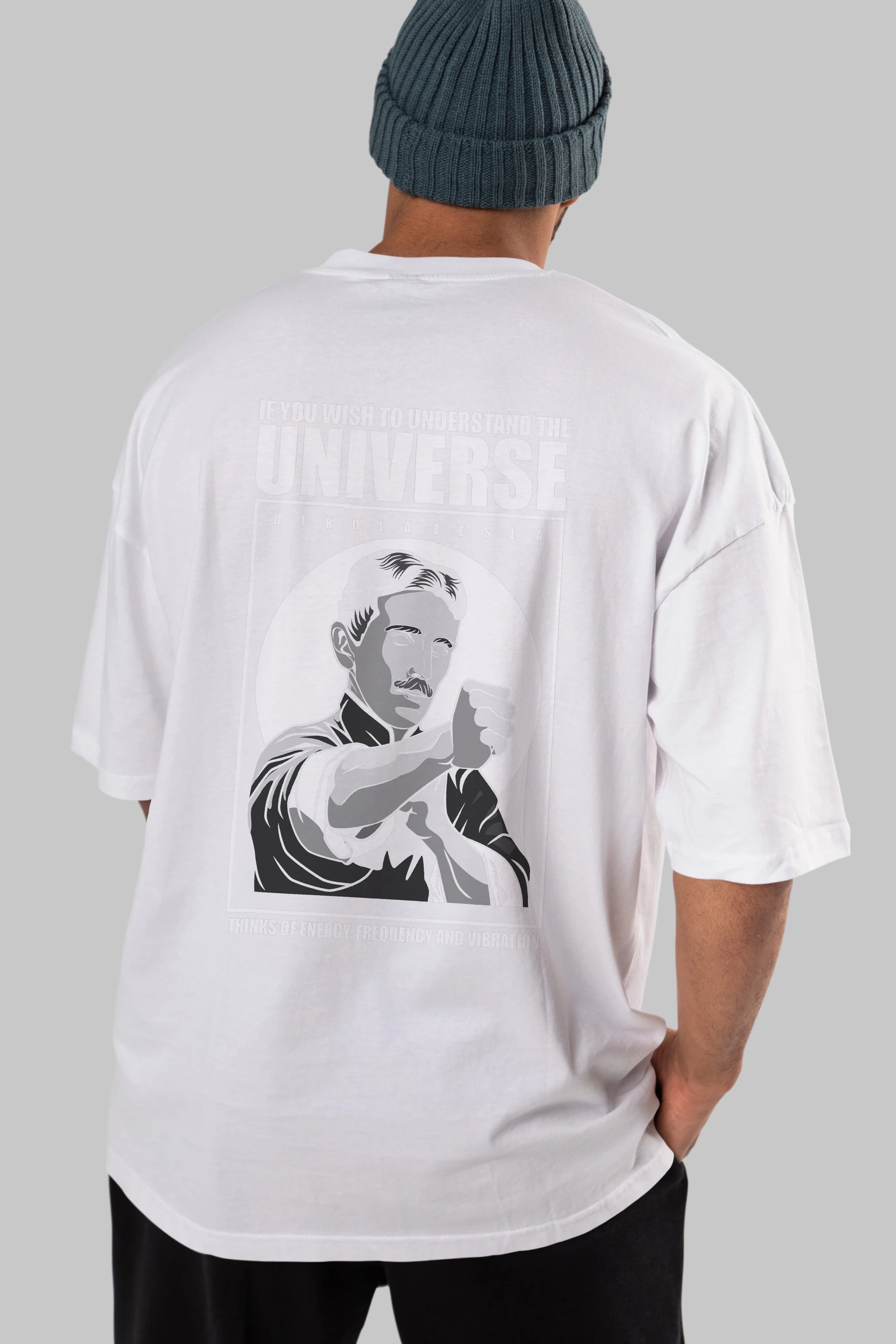 Nicola Tesla Ip Man Arka Baskılı Oversize t-shirt Erkek Kadın Unisex %100 Pamuk tişort
