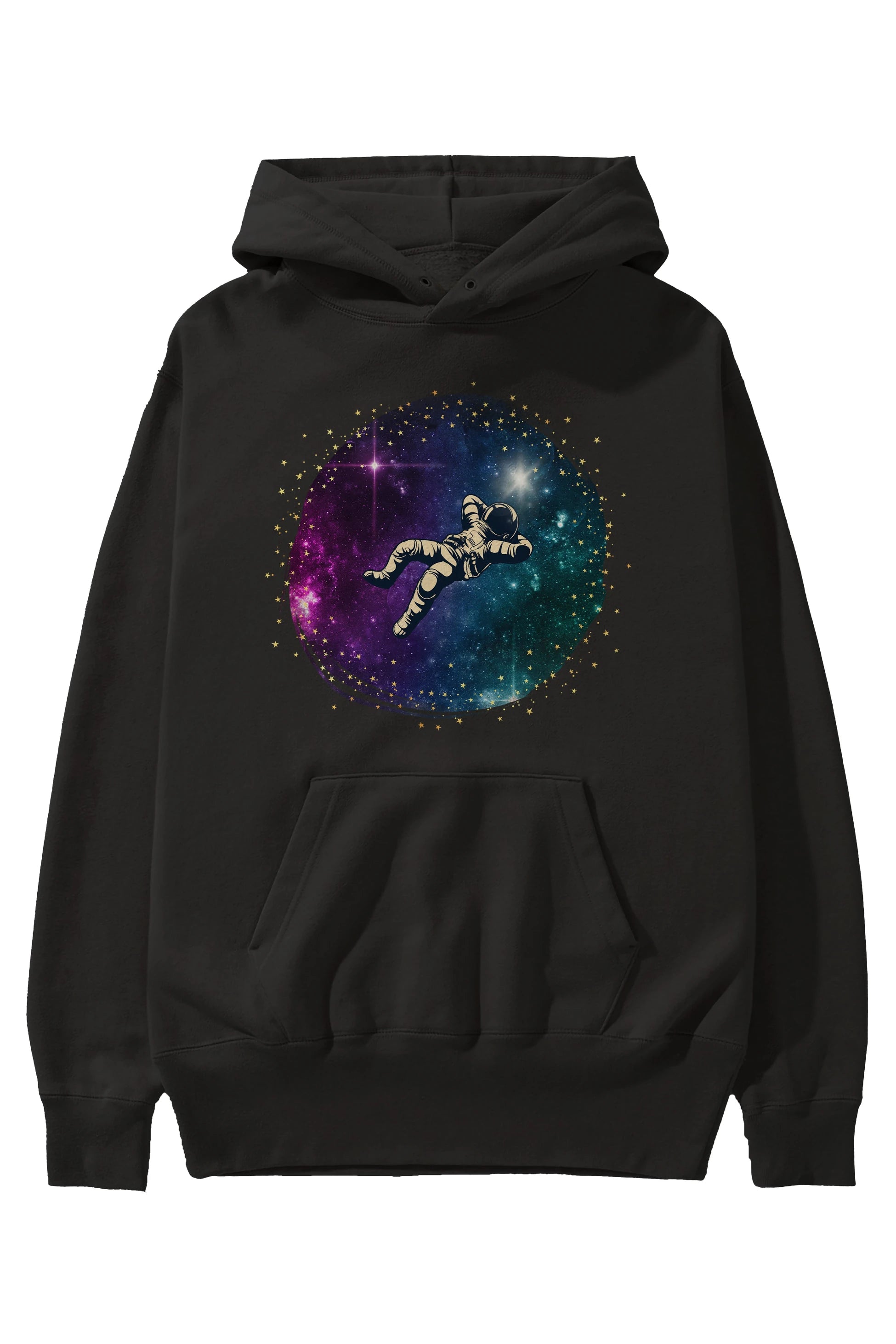 Astronaut in the Galaxy Ön Baskılı Oversize Hoodie Kapüşonlu Sweatshirt Erkek Kadın Unisex