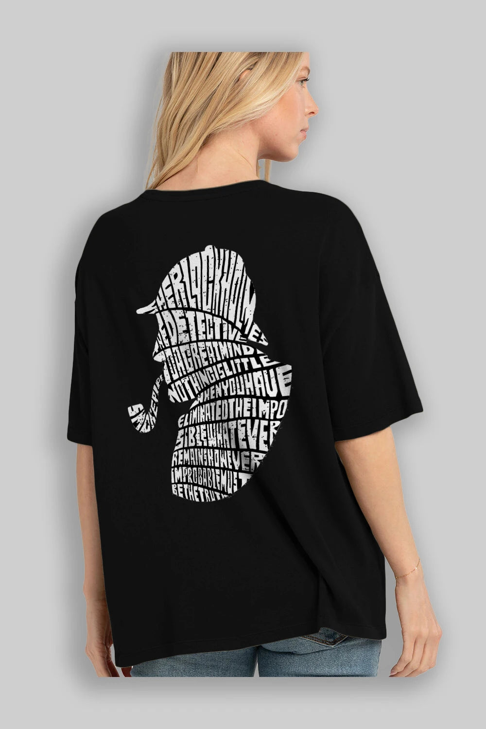 Holmes Arka Baskılı Oversize t-shirt %100 pamuk Erkek Kadın Unisex