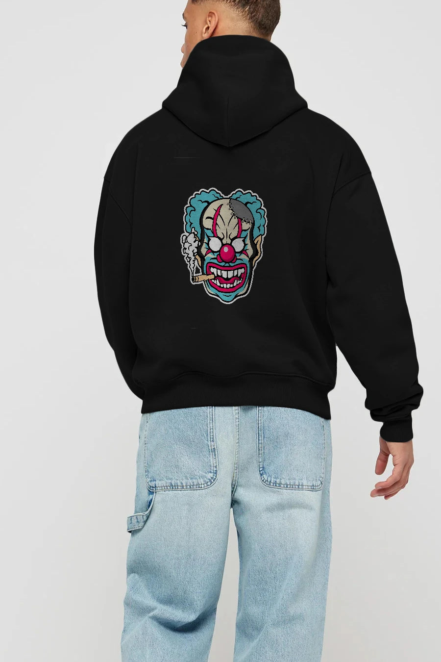Clown Beast Arka Baskılı Hoodie Oversize Kapüşonlu Sweatshirt Erkek Kadın Unisex