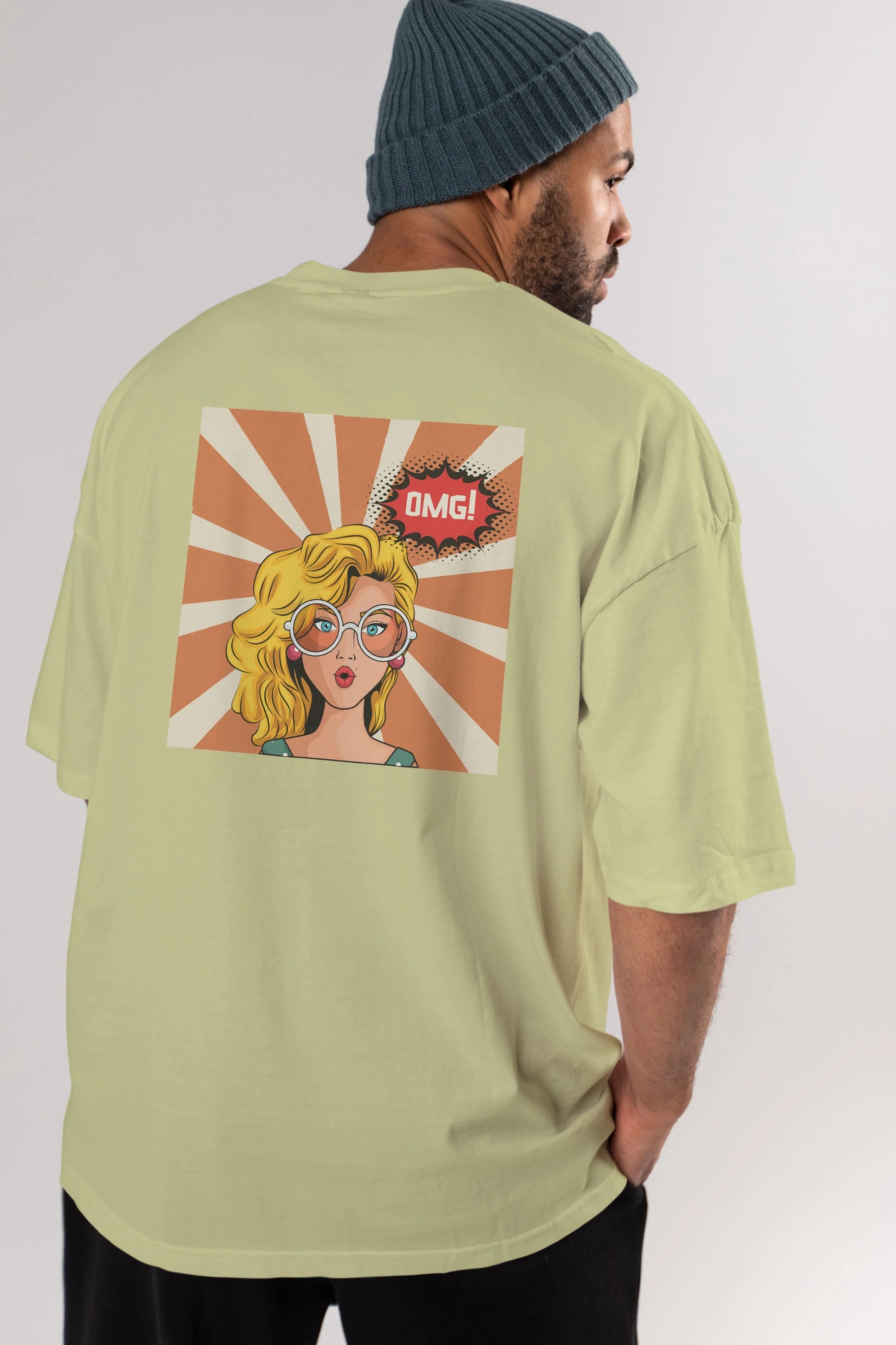 OMG Yazılı Retro Arka Baskılı Oversize t-shirt Erkek Kadın Unisex