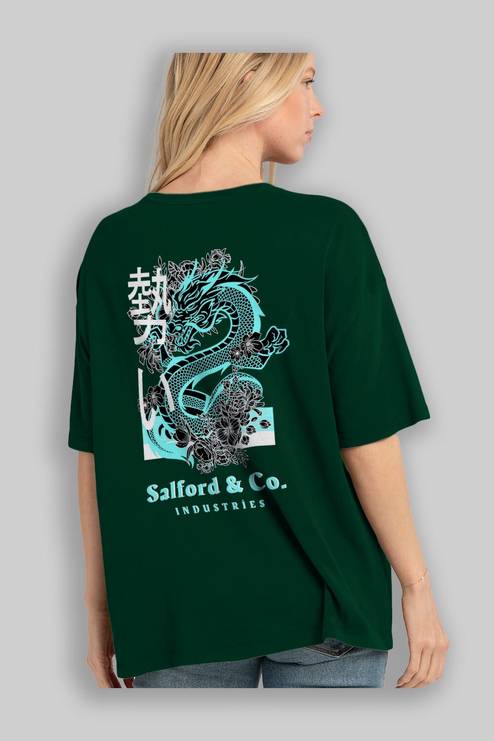Dragon Arka Baskılı Oversize t-shirt Erkek Kadın Unisex