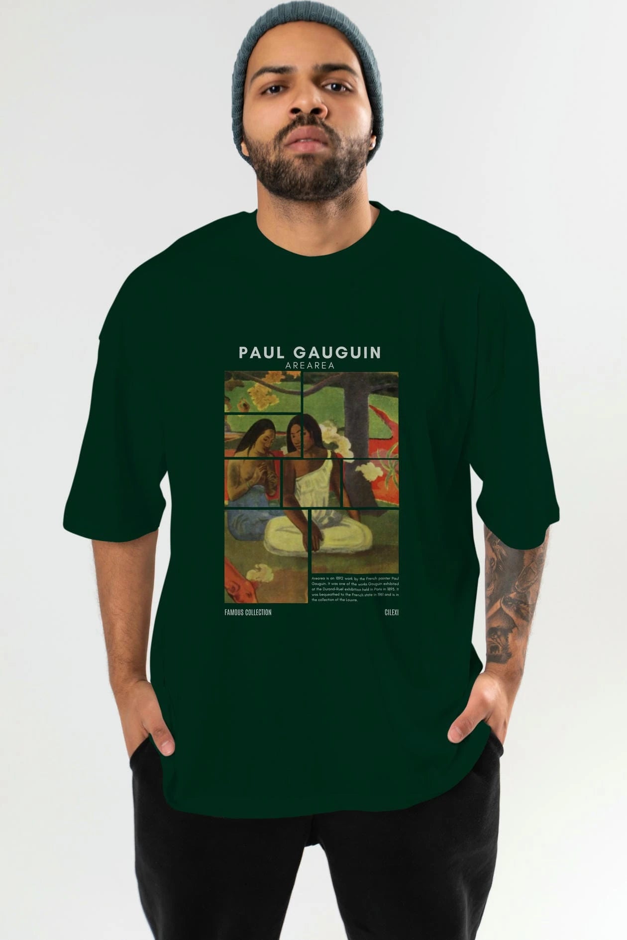 Paul Gauguin Arearea ön Baskılı Oversize t-shirt Erkek Kadın Bisiklet Yaka Pamuk tişort