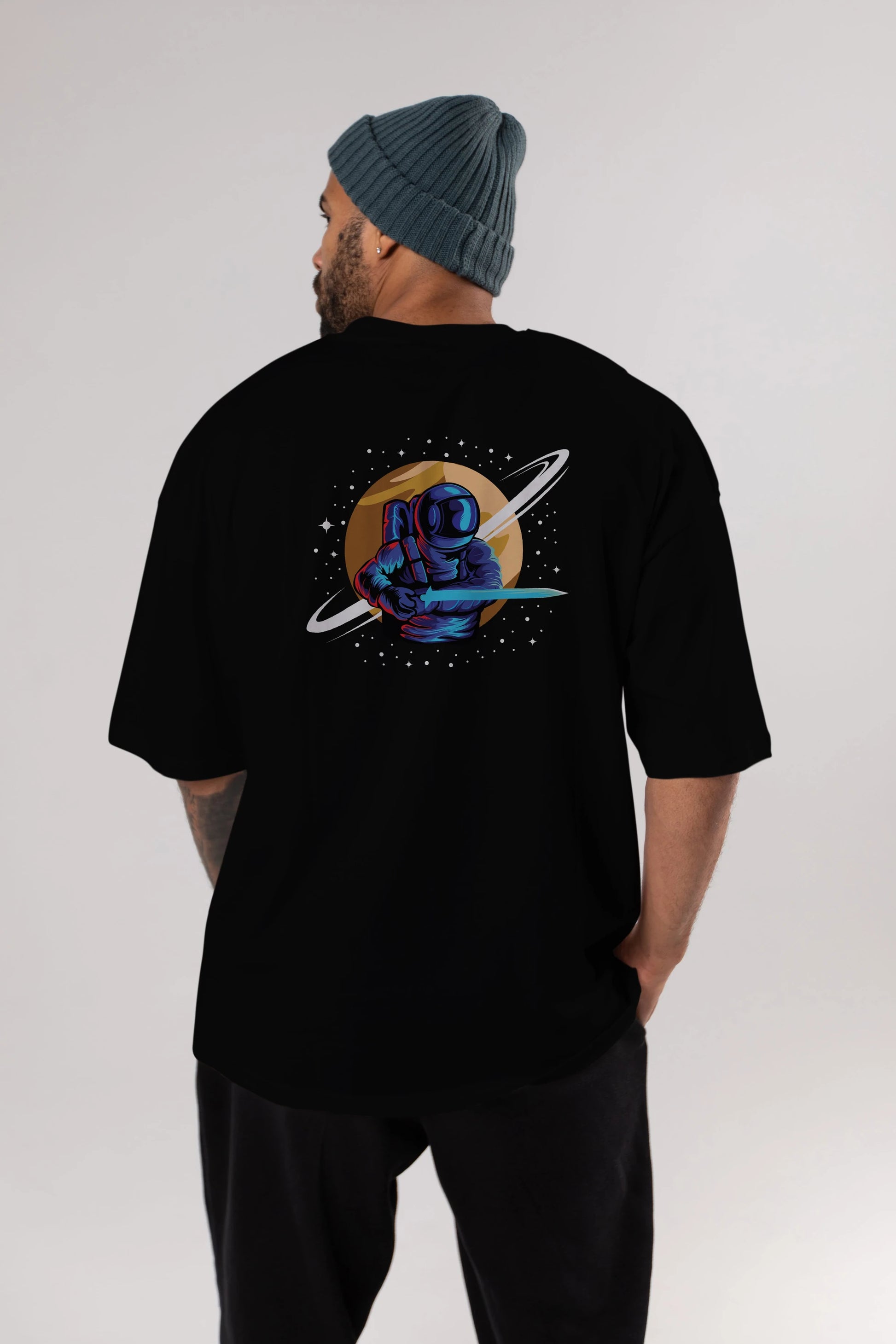 Astro Knight Arka Baskılı Oversize t-shirt Erkek Kadın Unisex