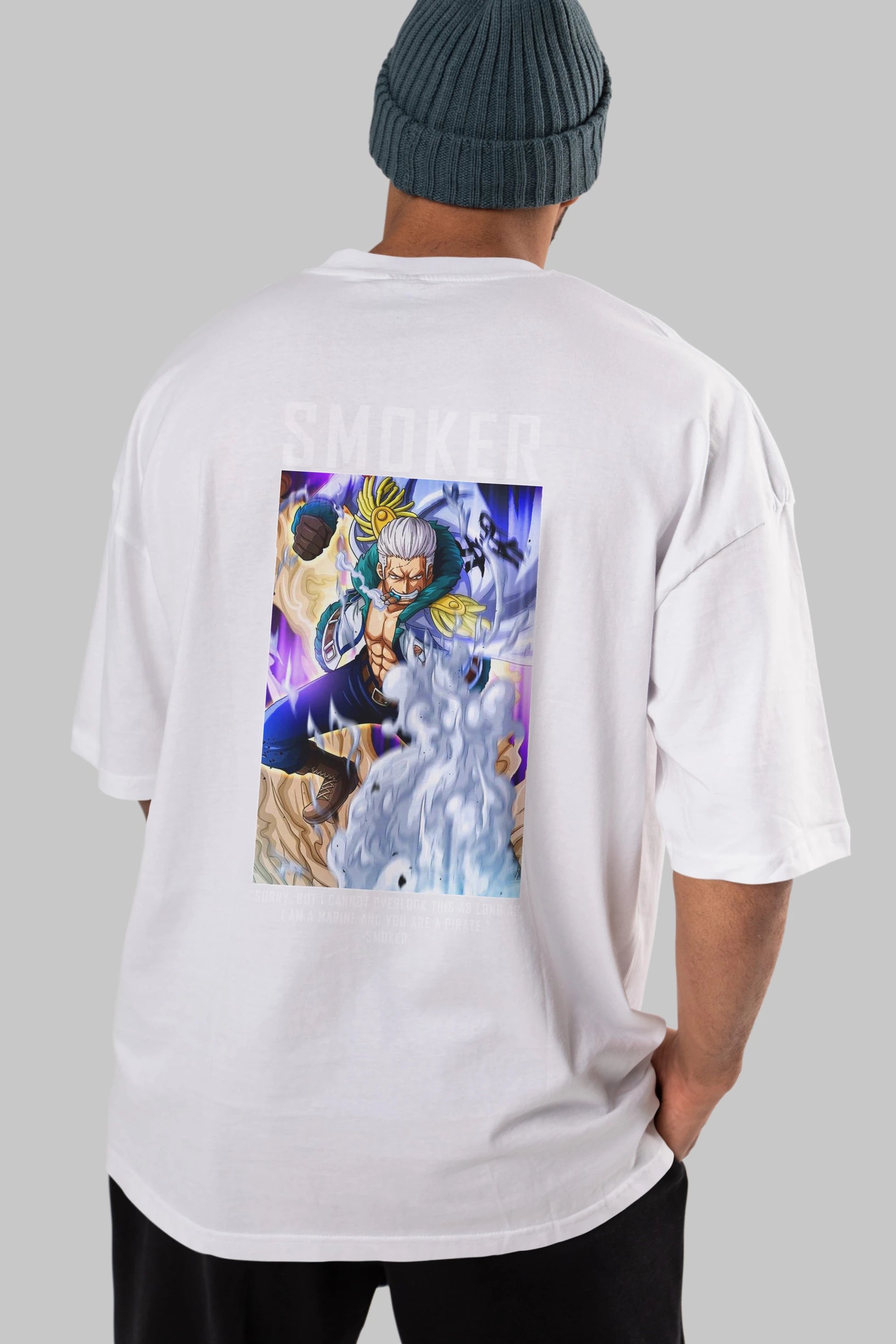 Smoker Anime Arka Baskılı Oversize t-shirt Erkek Kadın Unisex %100 pamuk tişort