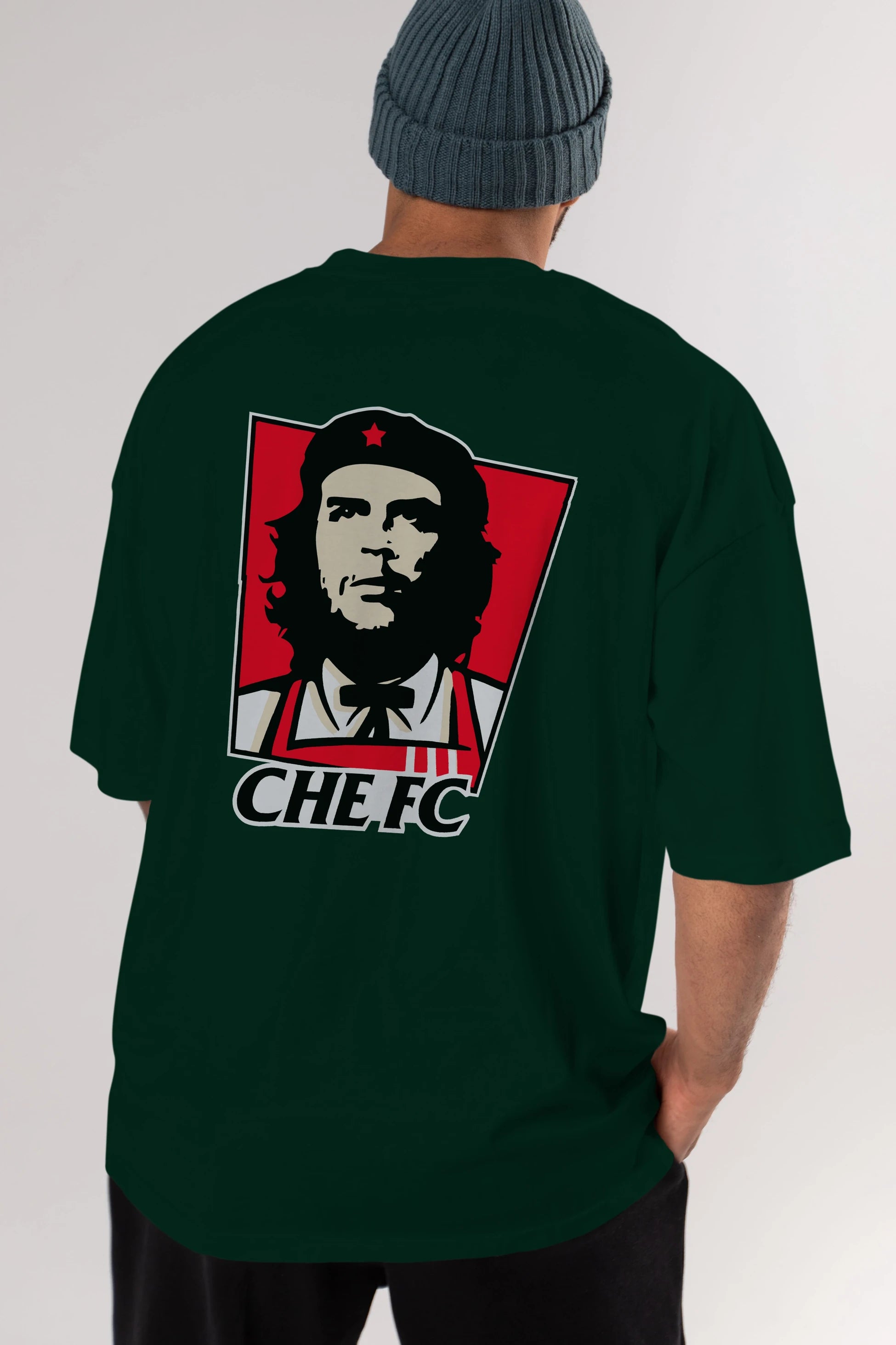 Che FC Arka Baskılı Oversize t-shirt Erkek Kadın Unisex %100 Pamuk Bisiklet Yaka tişort