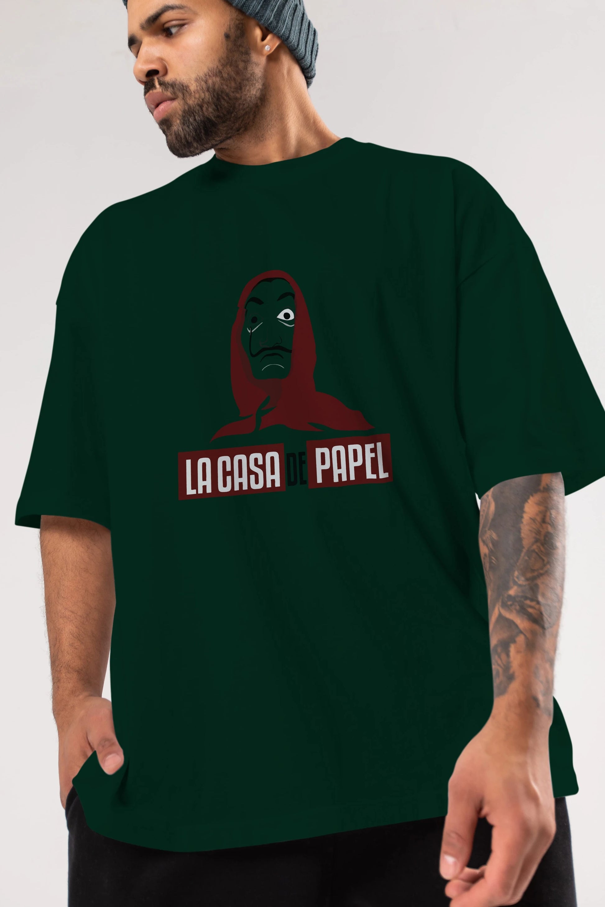La Casa De Papel (1) Ön Baskılı Oversize t-shirt Erkek Kadın Unisex %100 Pamuk Bisiklet Yaka tişort