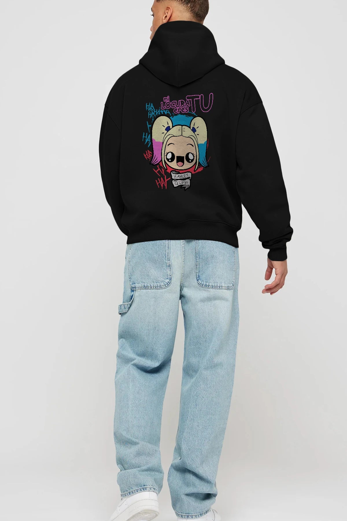 Harley Quinn Arka Baskılı Hoodie Oversize Kapüşonlu Sweatshirt Erkek Kadın Unisex