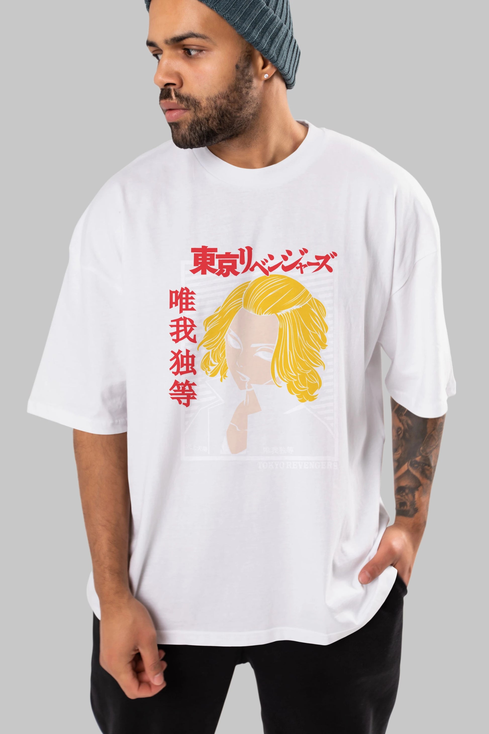 TokyoRev. M Anime Ön Baskılı Oversize t-shirt %100 pamuk Erkek Kadın Unisex