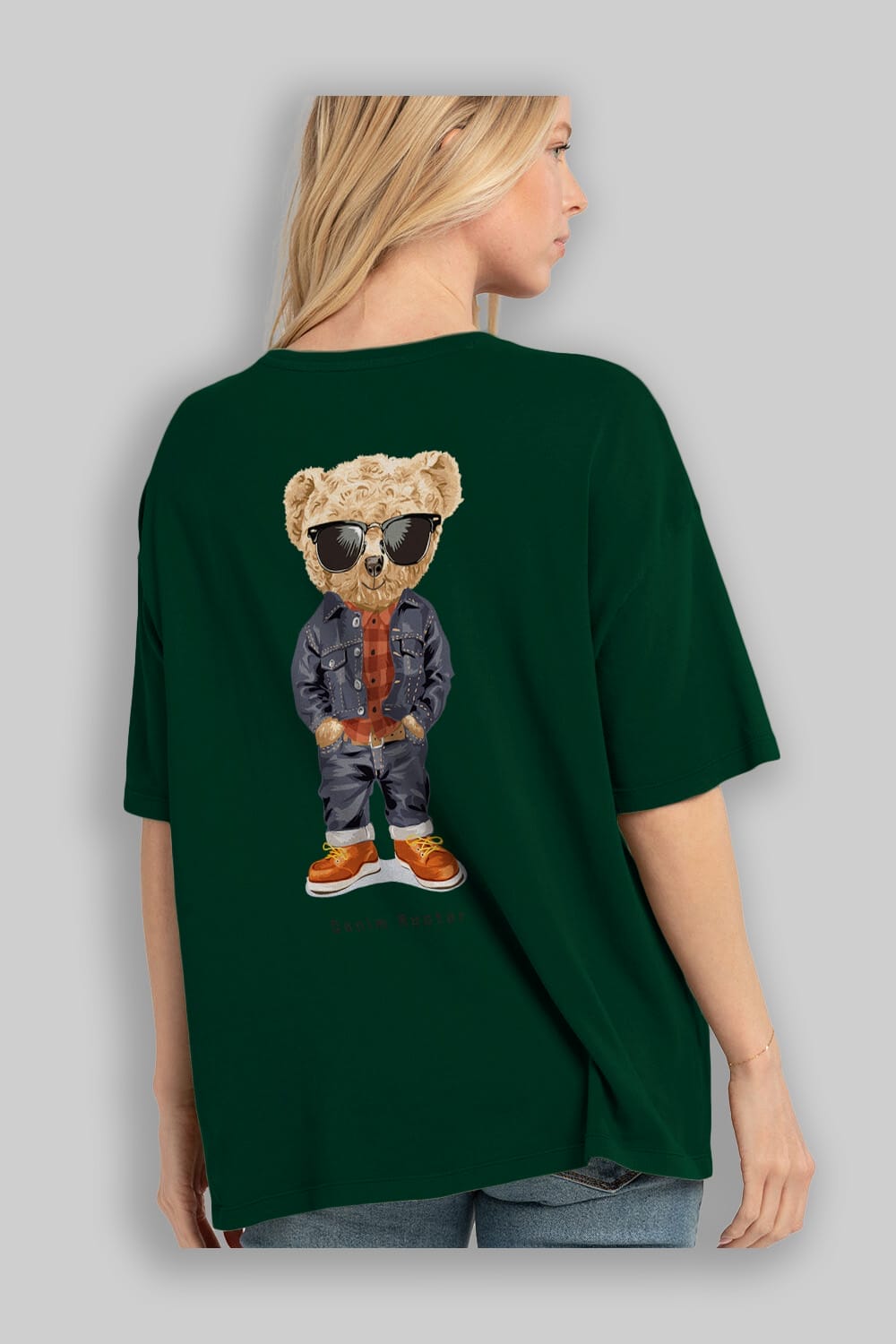 Teddy Bear Tarz Arka Baskılı Oversize t-shirt Erkek Kadın Unisex %100 Pamuk