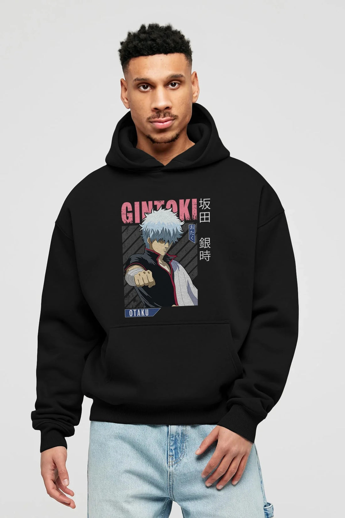 Gintoki Sakata GINTAMA 2 Anime Ön Baskılı Hoodie Oversize Kapüşonlu Sweatshirt Erkek Kadın Unisex