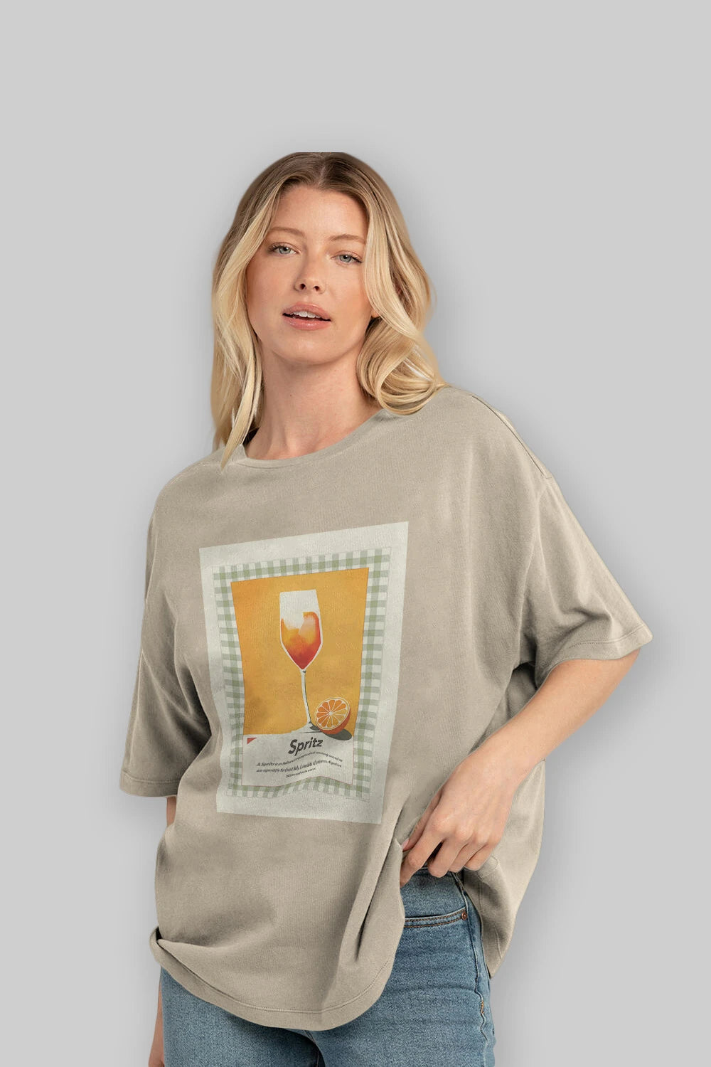 Aperol Spritz 5 Ön Baskılı Oversize t-shirt Erkek Kadın Unisex %100 Pamuk Bisiklet Yaka tişort