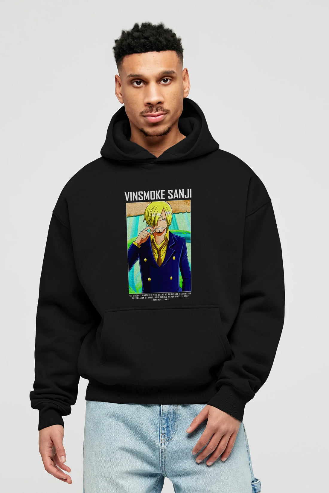 Sanji 2 Anime Ön Baskılı Hoodie Oversize Kapüşonlu Sweatshirt Erkek Kadın Unisex