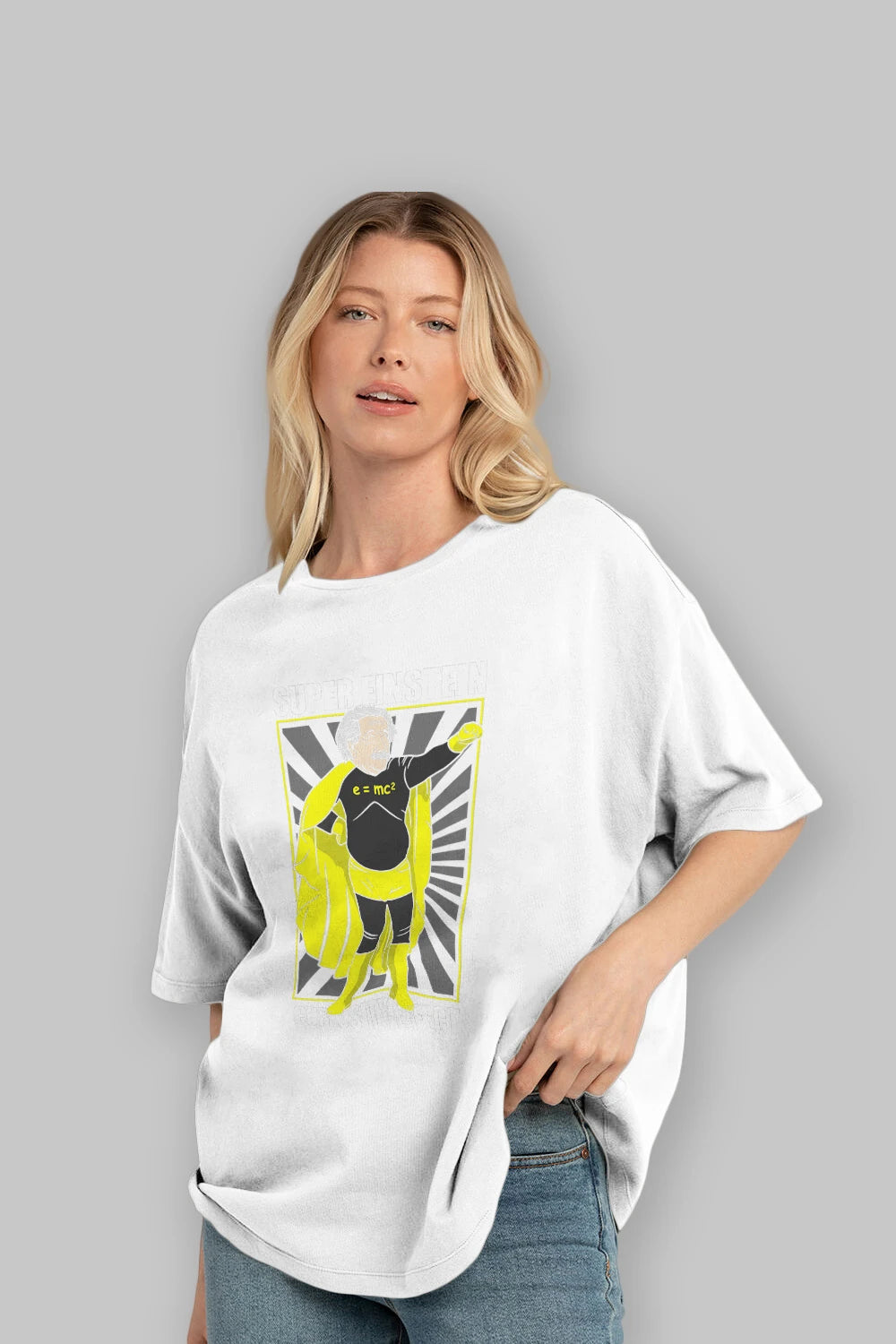 Super Einsten Ön Baskılı Oversize t-shirt Erkek Kadın Unisex %100 Pamuk tişort