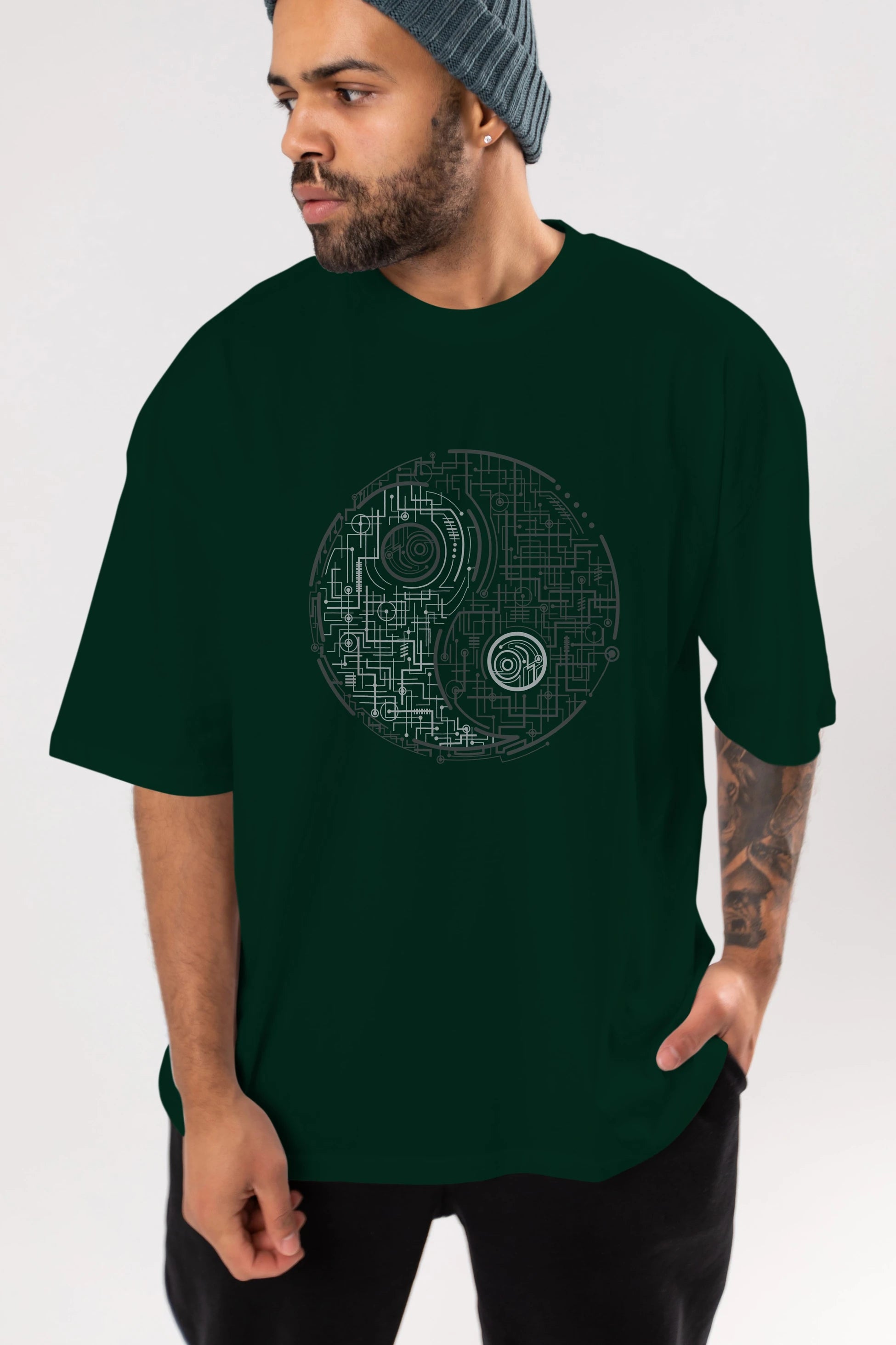 Electric Balance Ön Baskılı Oversize t-shirt %100 pamuk Erkek Kadın Unisex