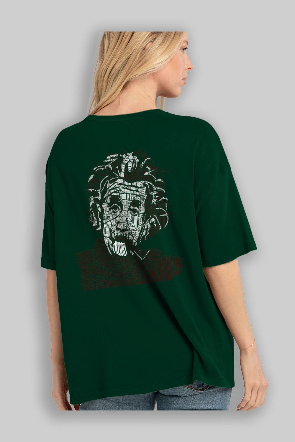 Einstein Calligram Arka Baskılı Oversize t-shirt %100 pamuk Erkek Kadın Unisex