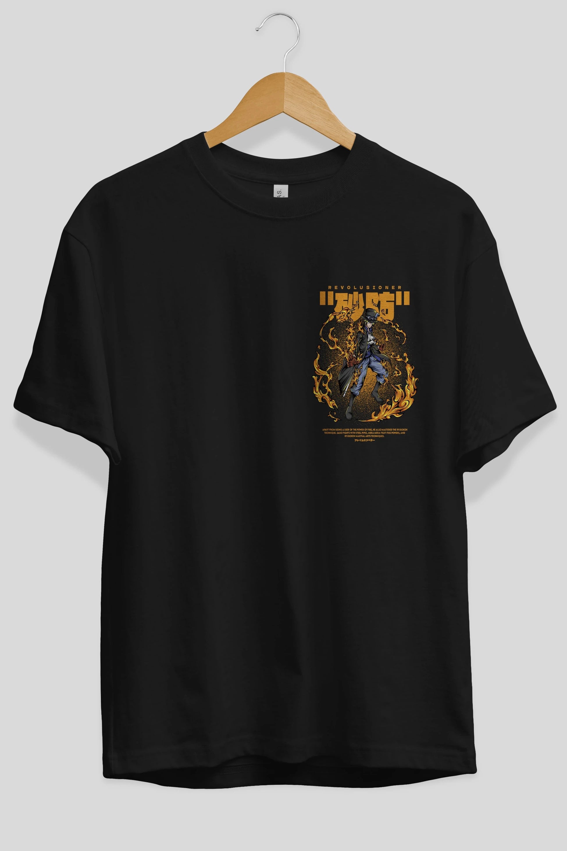 Revolusioner Sabo Ön Sol Baskılı Oversize t-shirt Erkek Kadın Unisex %100 Pamuk Bisiklet Yaka tişort