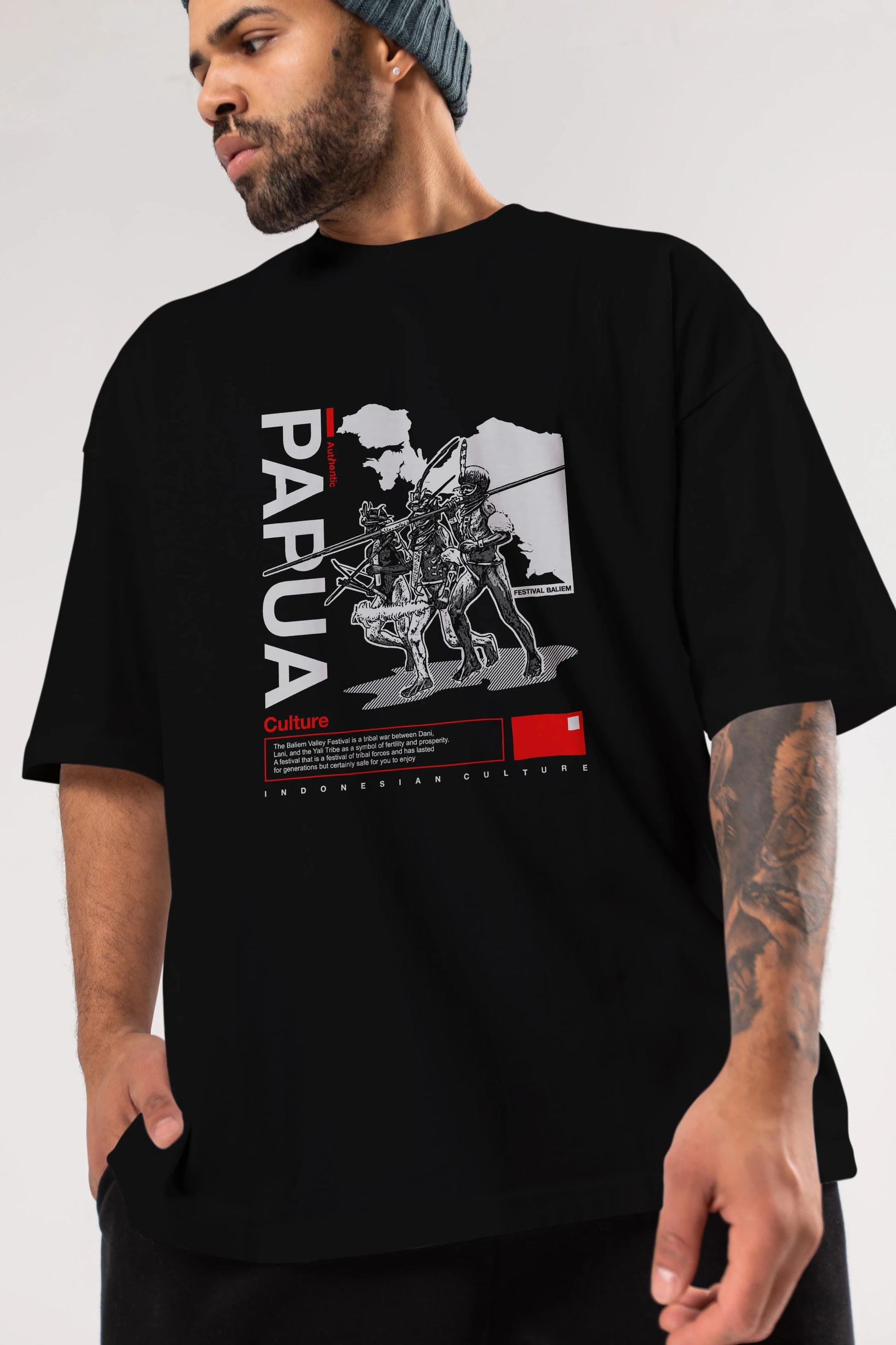 Papua Culture Ön Baskılı Oversize t-shirt Erkek Kadın Unisex