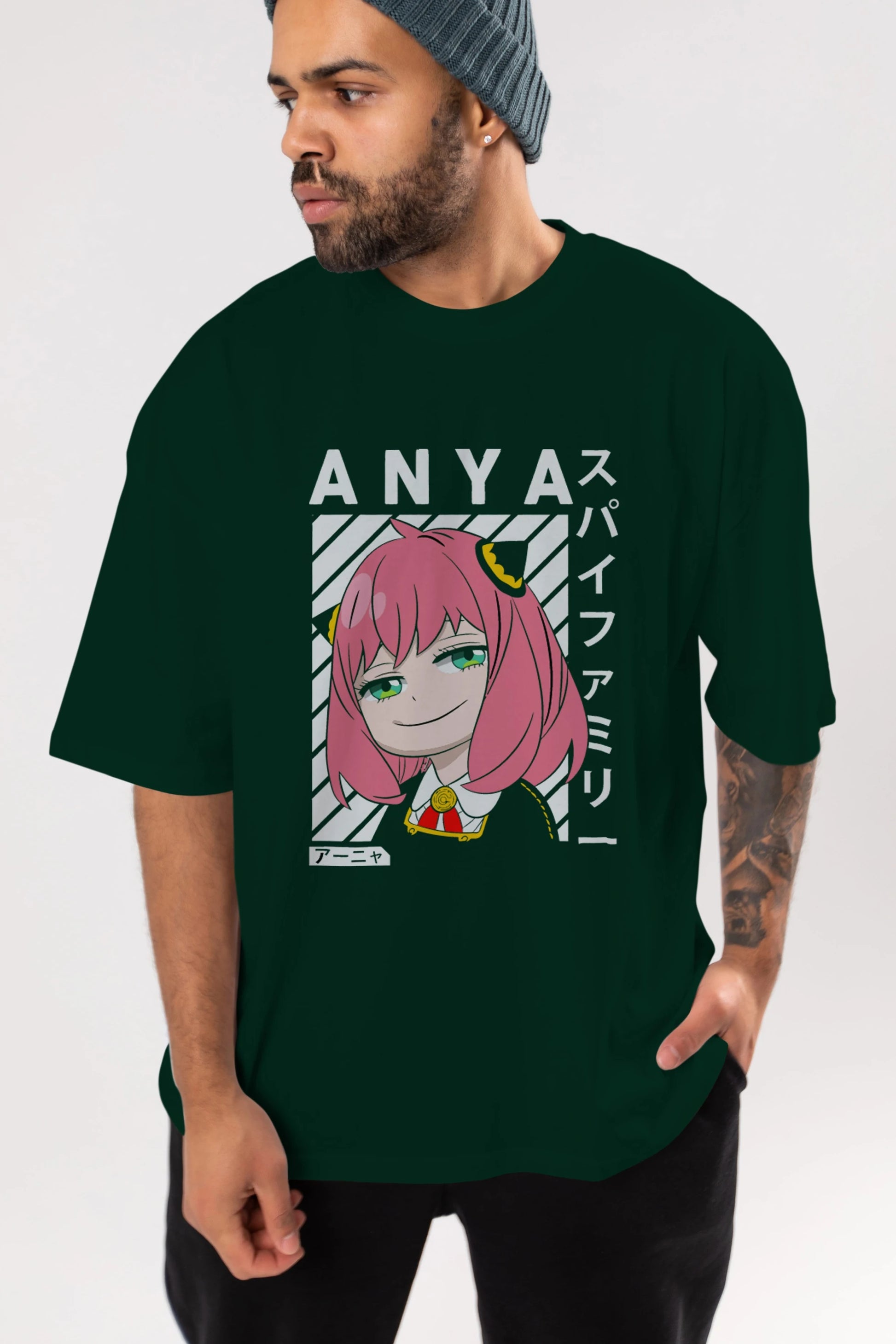 Anya SPYX FAMILY Anime Ön Baskılı Oversize t-shirt %100 pamuk Erkek Kadın Unisex
