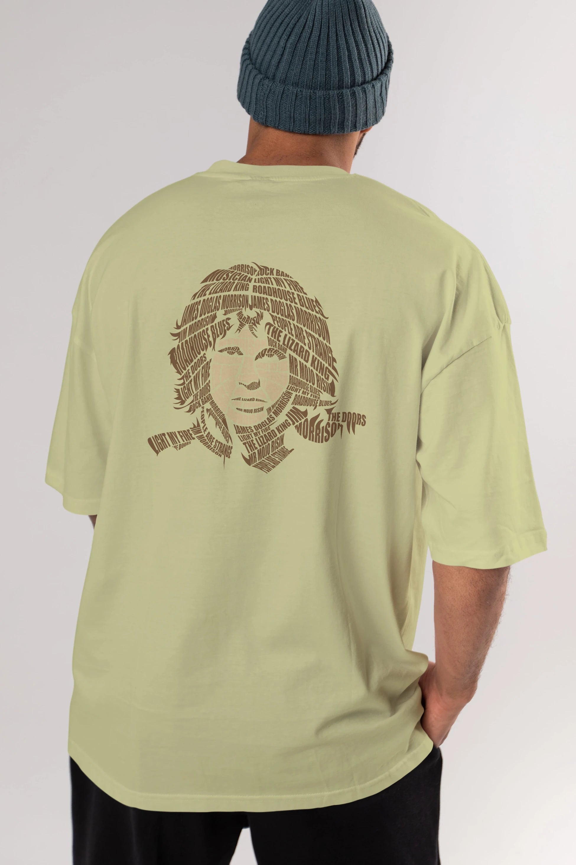 Jim Morrison Calligram Arka Baskılı Oversize t-shirt %100 pamuk Erkek Kadın Unisex