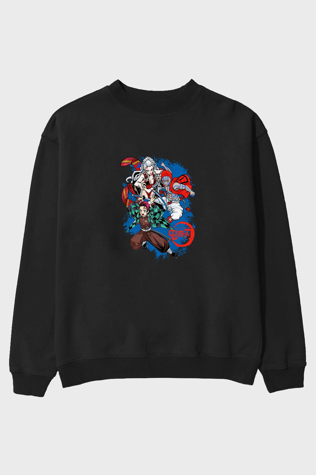 TANJIRO ,AKAZA,DAKI Anime Ön Baskılı Oversize Sweatshirt Erkek Kadın Unisex