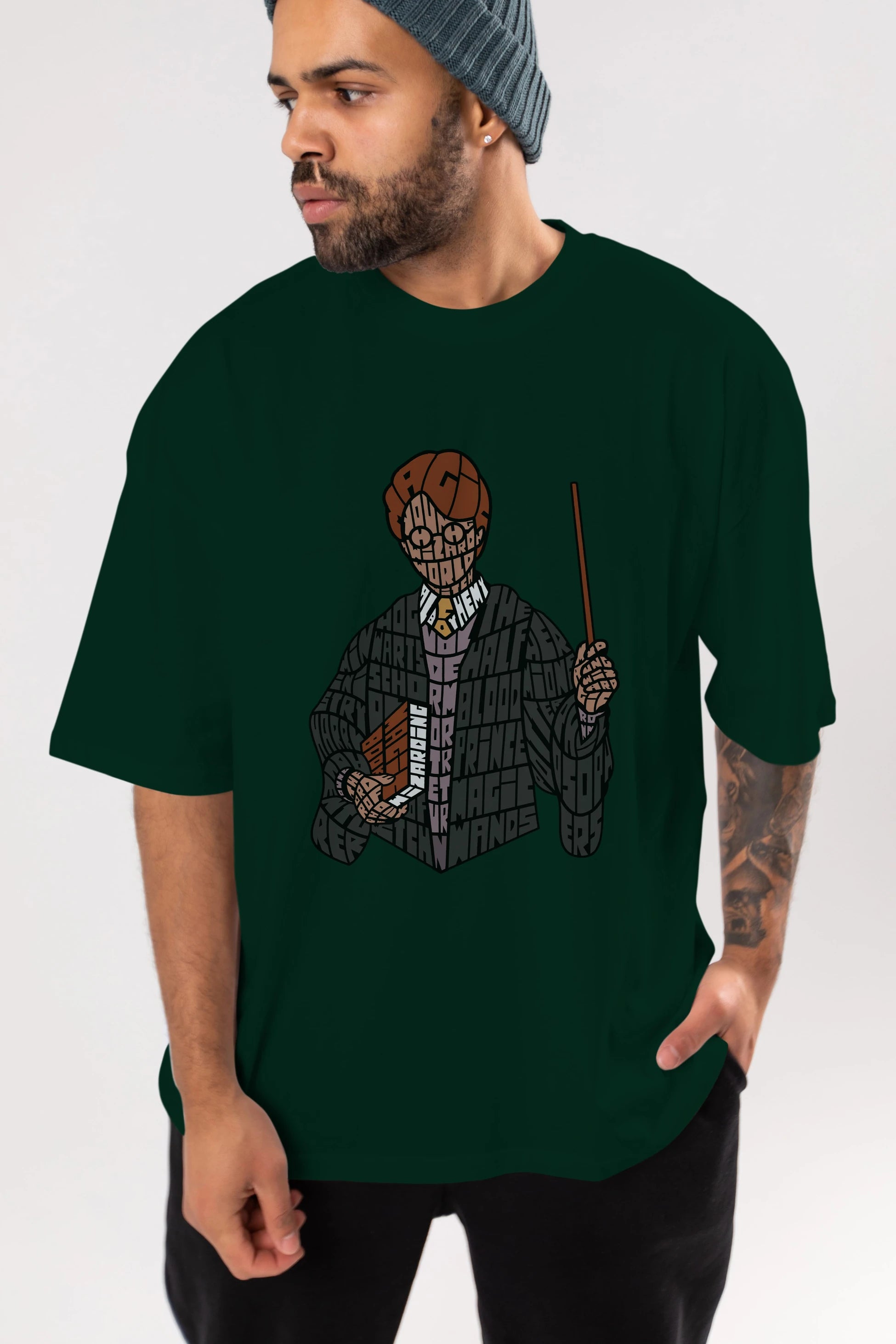 Harry Ön Baskılı Oversize t-shirt %100 pamuk Erkek Kadın Unisex