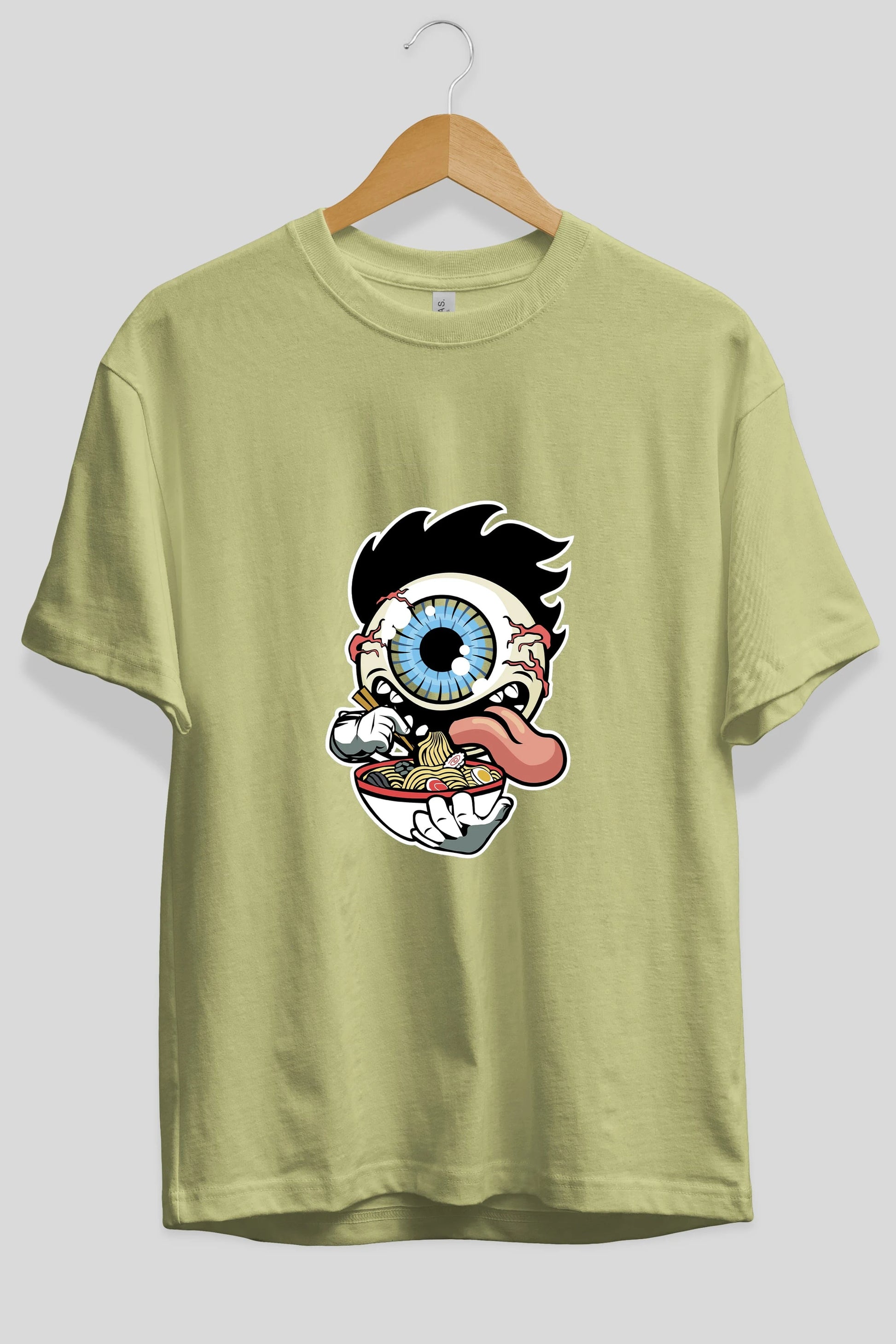 Eyeball Ramen Ön Baskılı Oversize t-shirt Erkek Kadın Unisex %100 Pamuk tişort