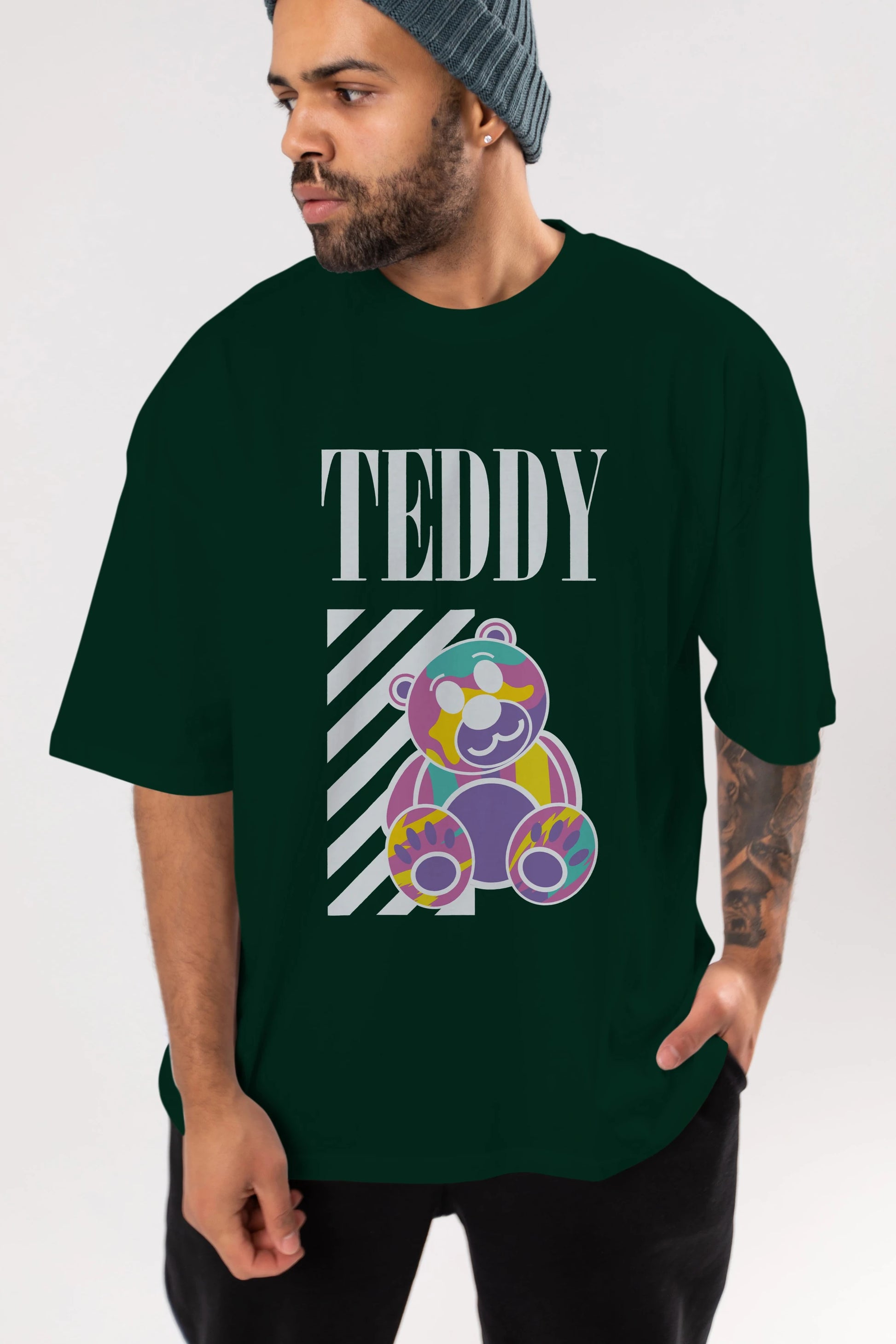 Teddy Bear 2 Ön Baskılı Oversize t-shirt Erkek Kadın Unisex