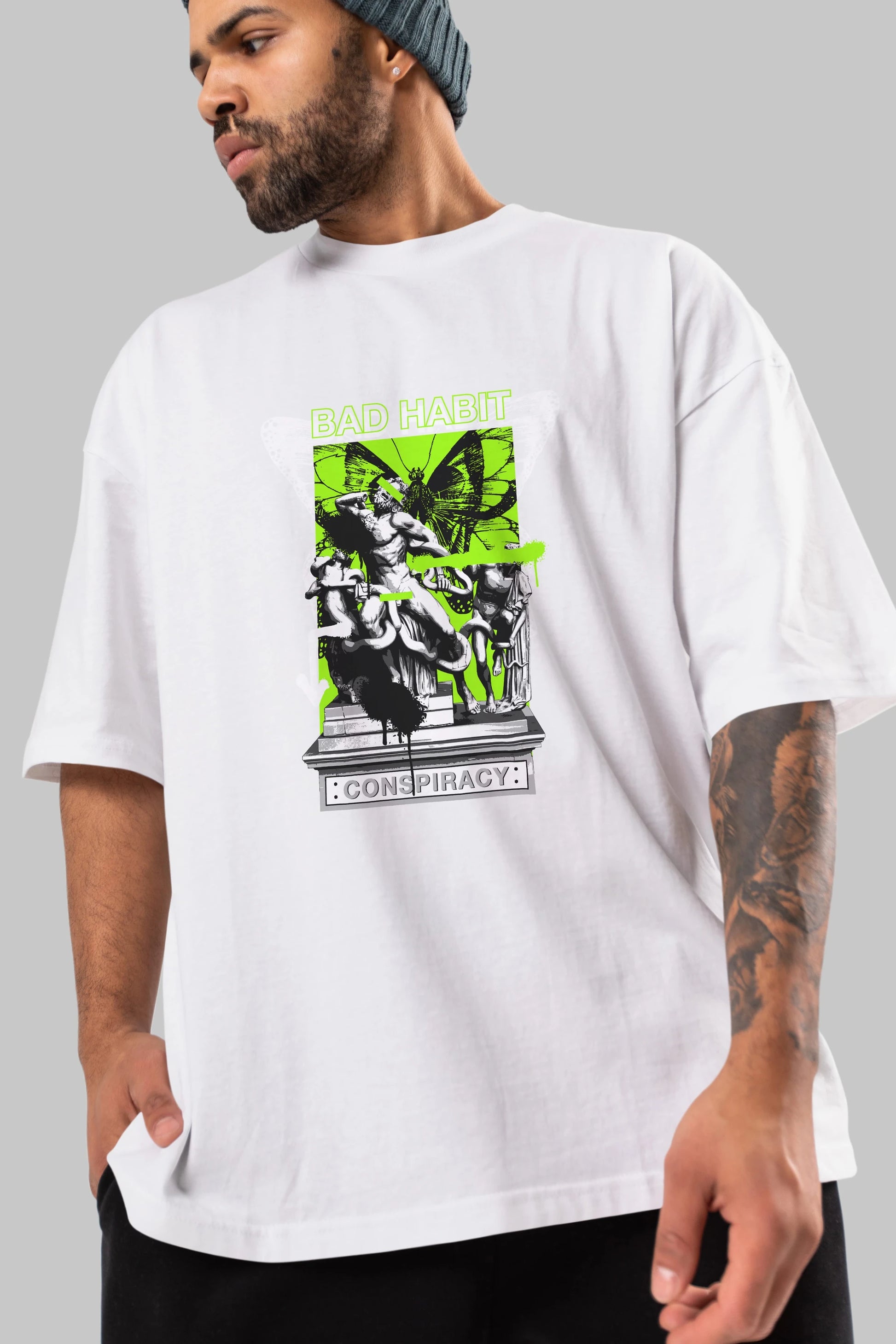 Bad Habit Ön Baskılı Oversize t-shirt Erkek Kadın Unisex