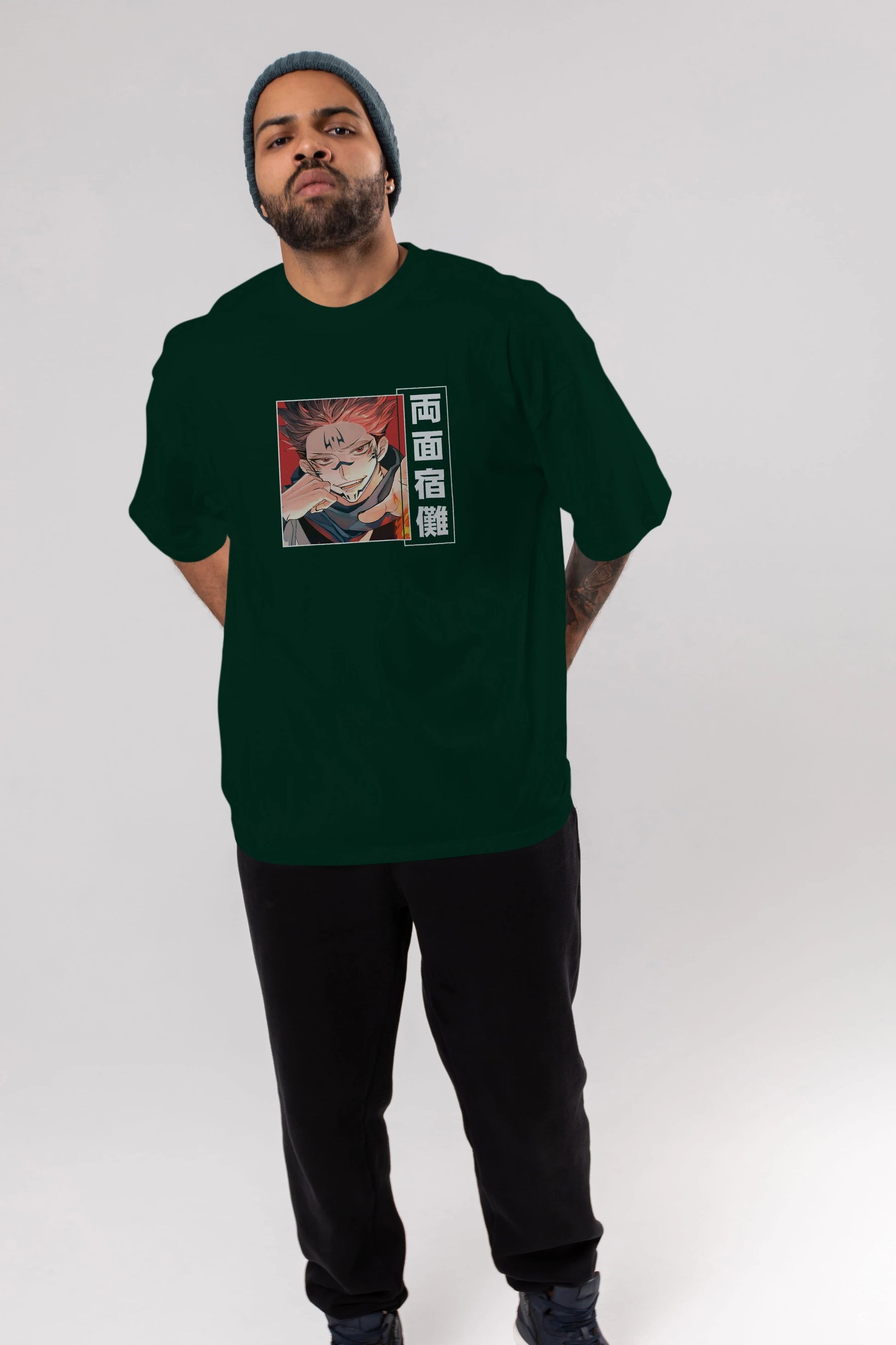 Sukuna Ryoumen 4 Anime Ön Baskılı Oversize t-shirt %100 pamuk Erkek Kadın Unisex