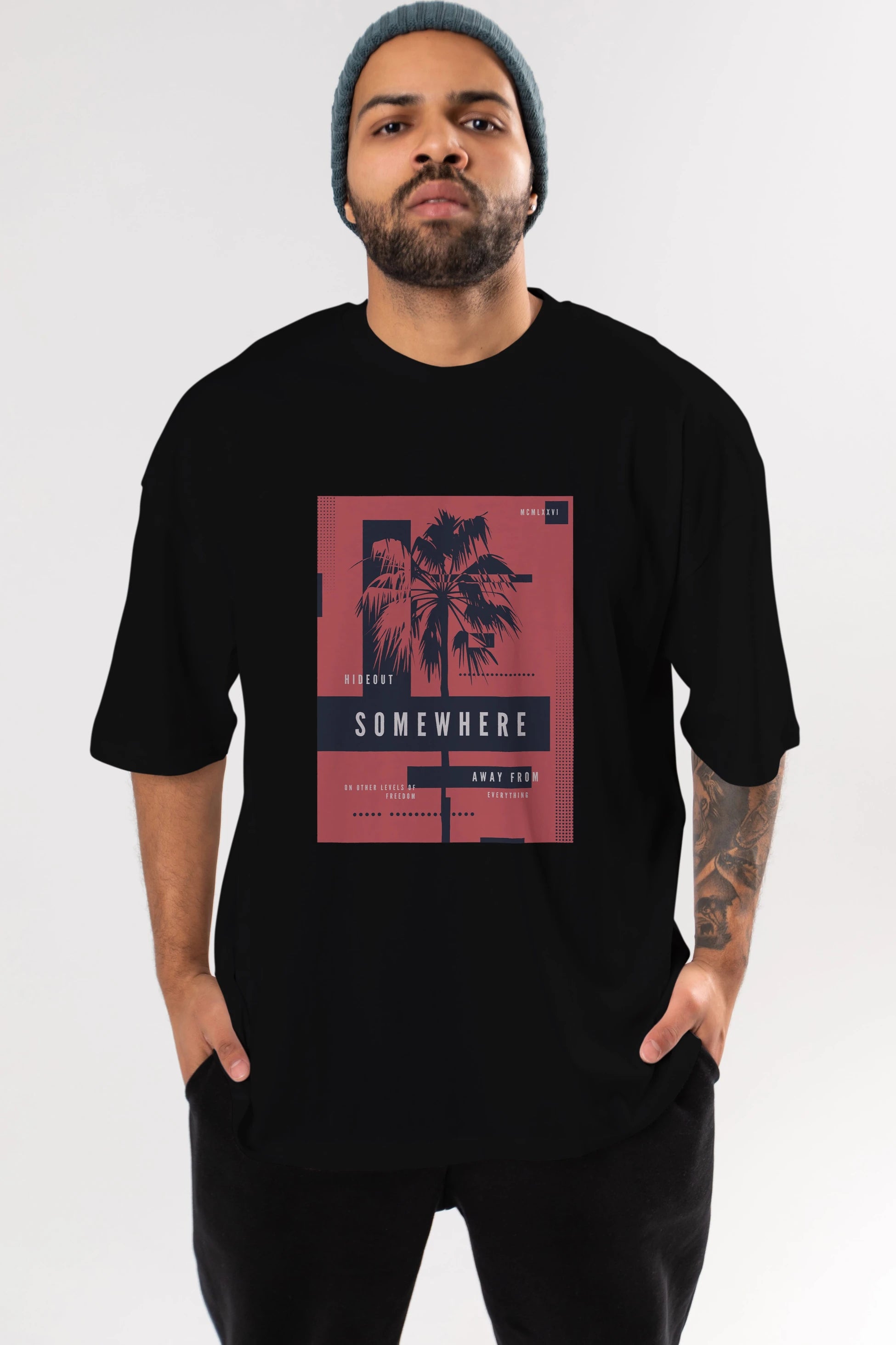 Hideout Somewhere Ön Baskılı Oversize t-shirt Erkek Kadın Unisex