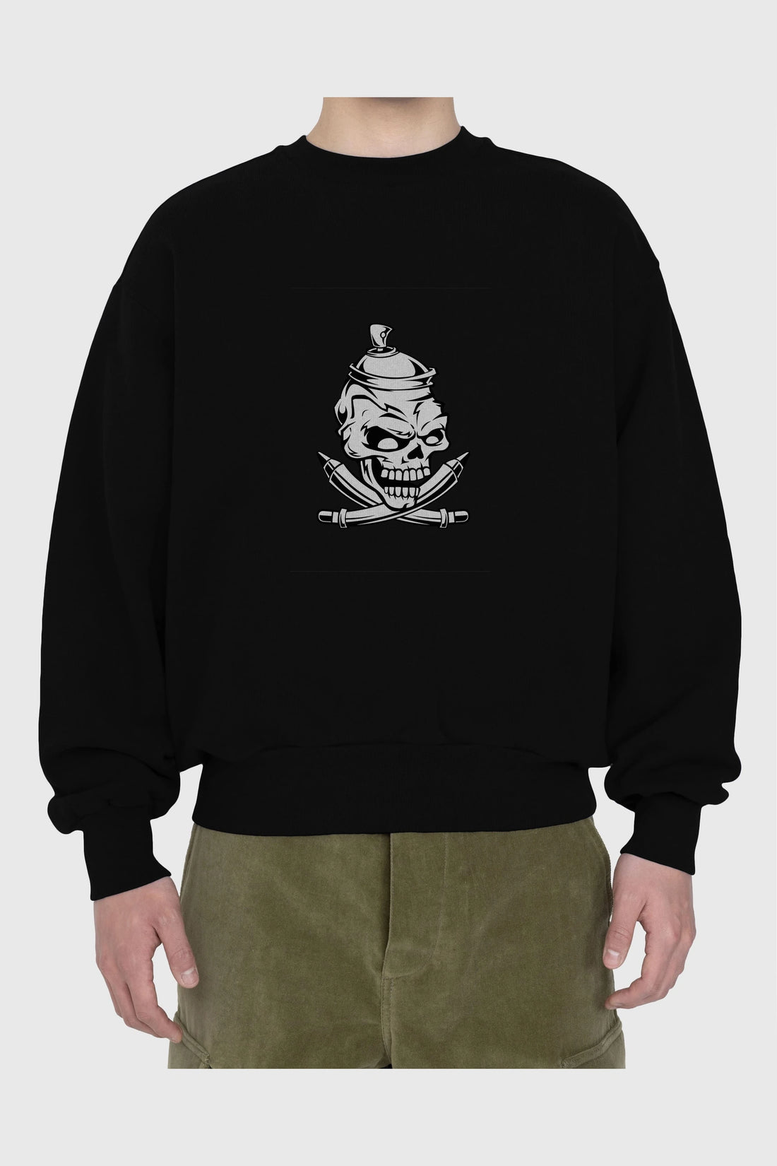 Skull Grafity Ön Baskılı Oversize Sweatshirt Erkek Kadın Unisex