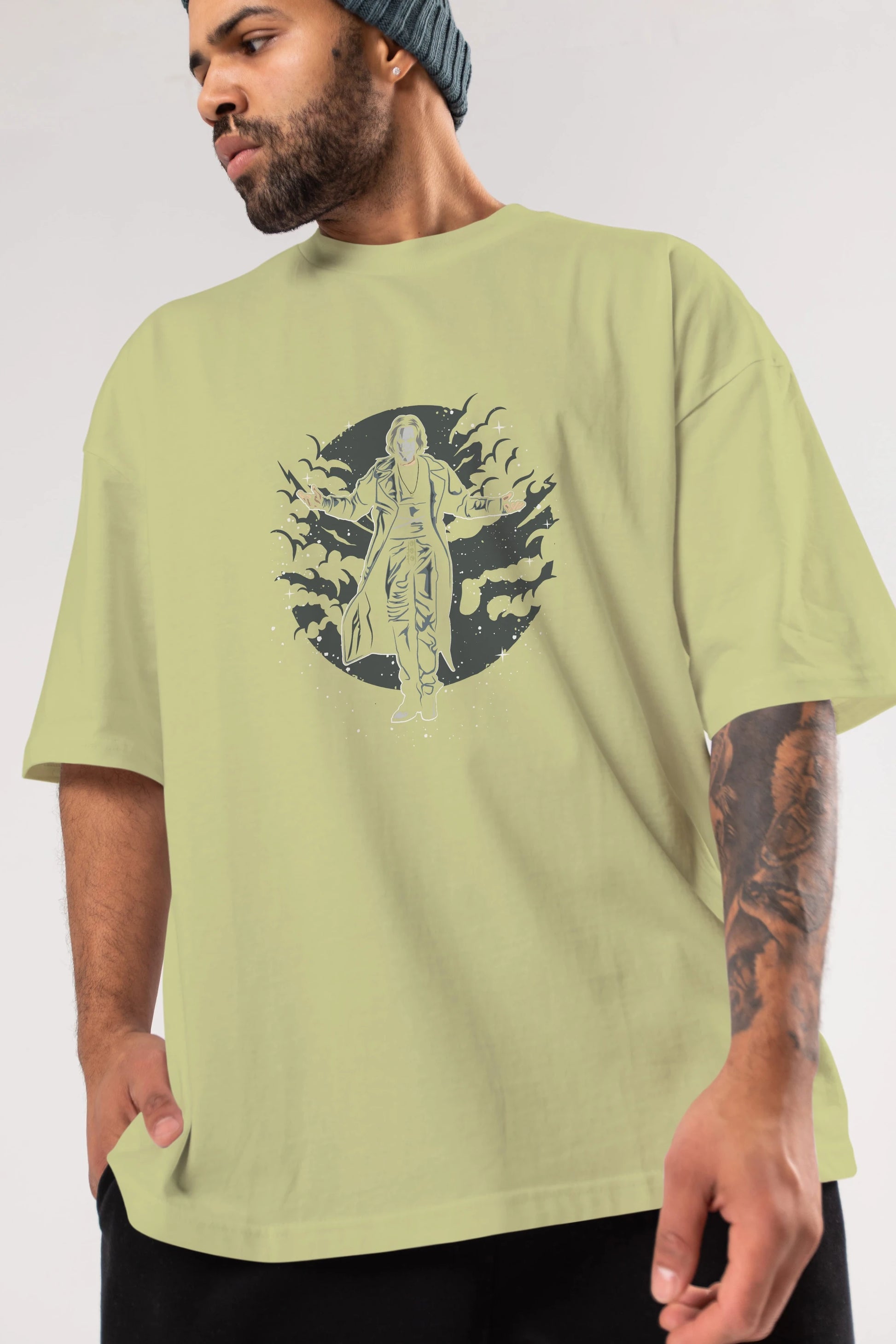 The Crow Ön Baskılı Oversize t-shirt Erkek Kadın Unisex %100 Pamuk tişort