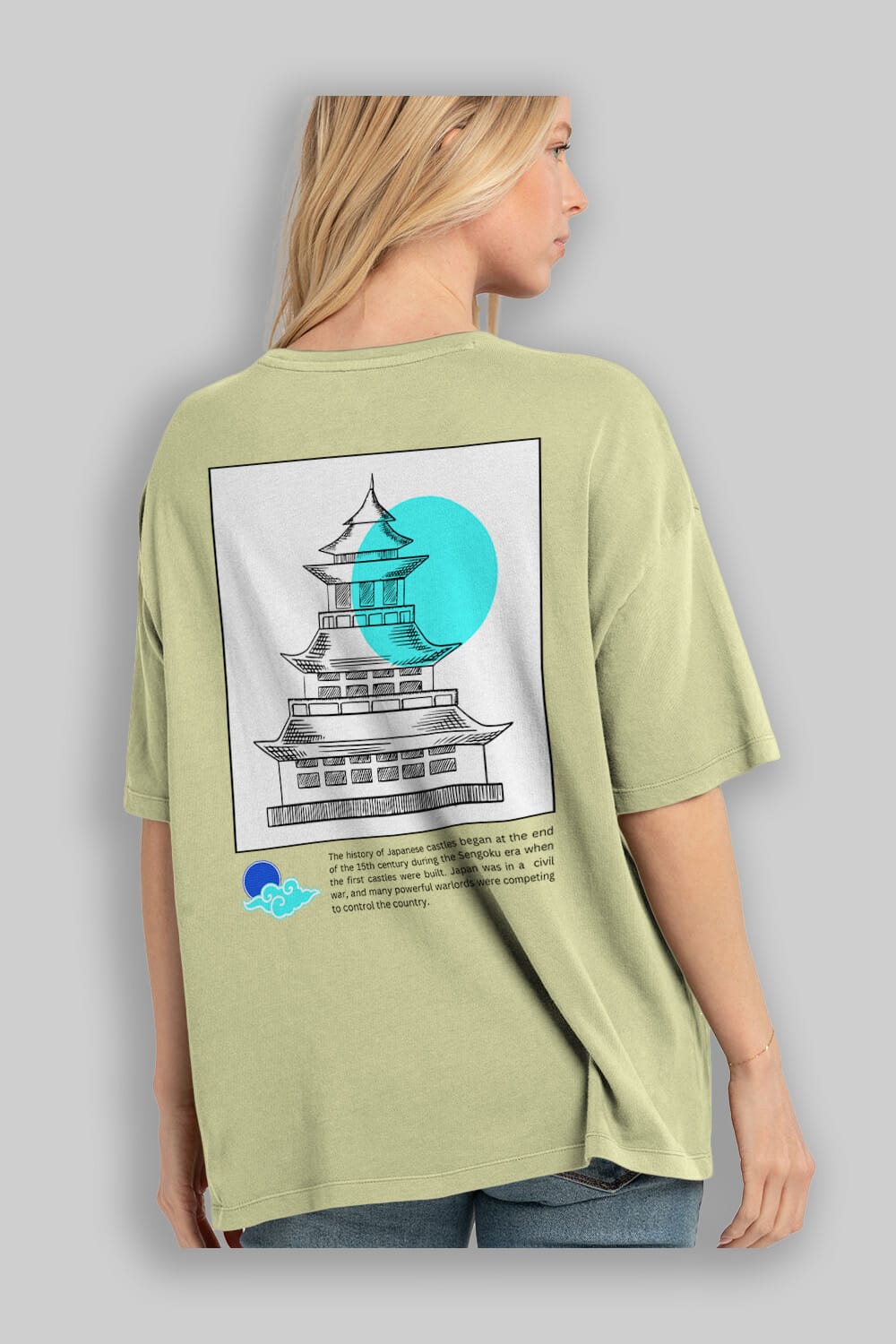 Retro Japanese Arka Baskılı Oversize t-shirt Erkek Kadın Unisex