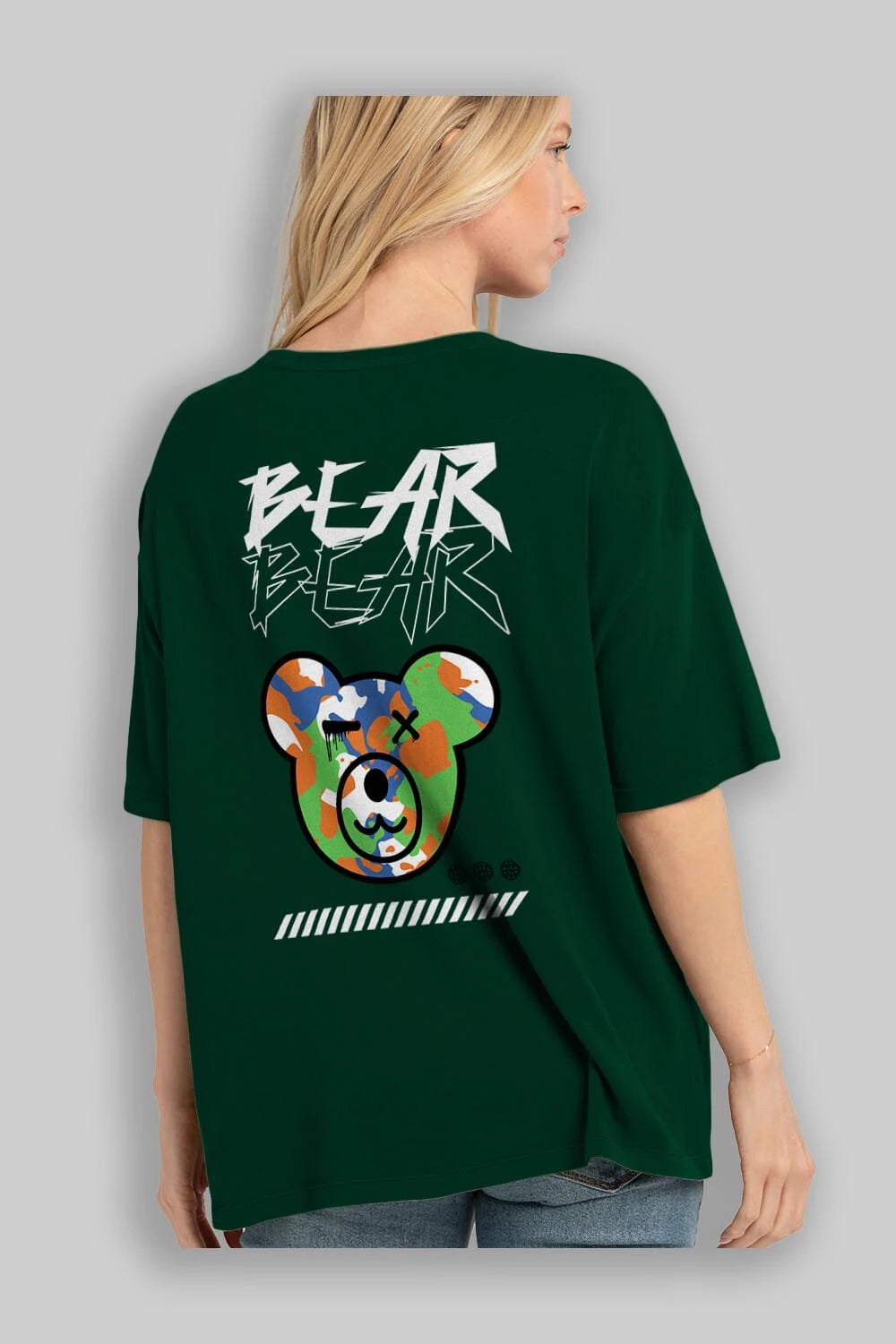 Bear Bear Arka Baskılı Oversize t-shirt Erkek Kadın Unisex