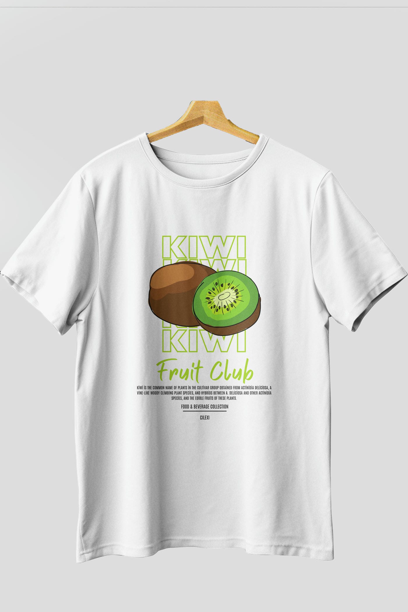 Kiwi Ön Baskılı Oversize t-shirt Erkek Kadın Pamuk Bisiklet Yaka tişort