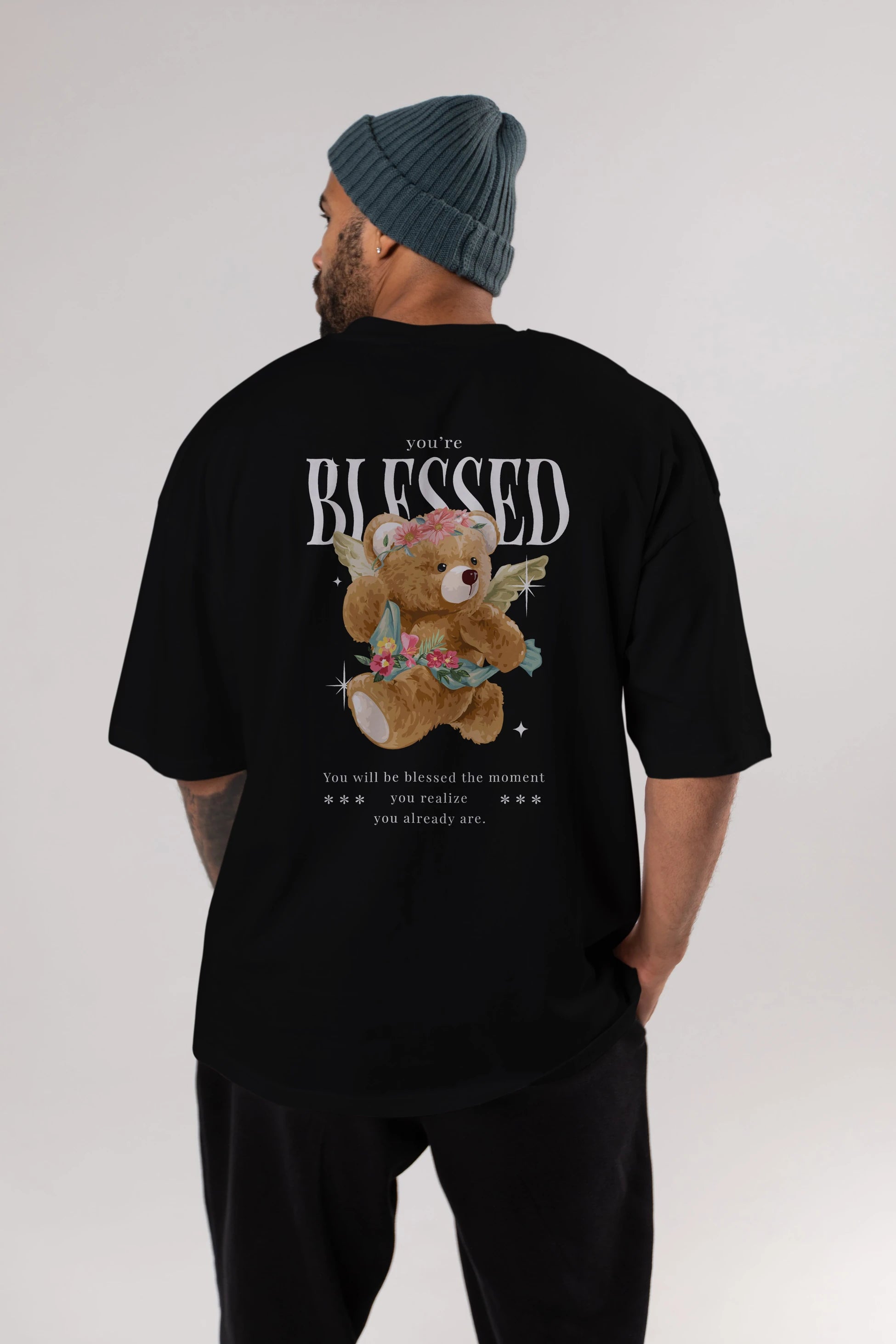 You are Blessed Bear Arka Baskılı Oversize t-shirt Erkek Kadın Unisex