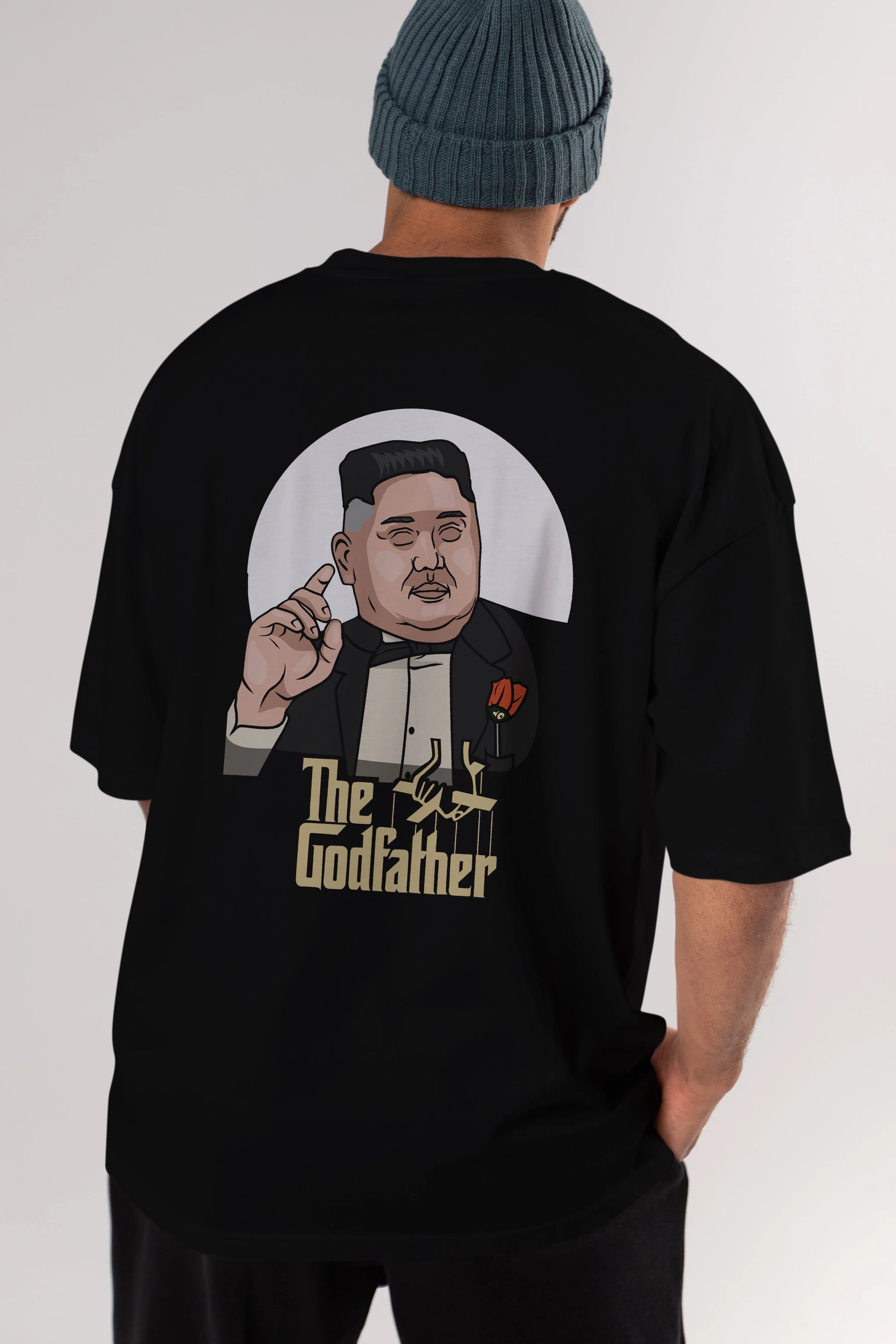 Godfather Jong Un Arka Baskılı Oversize t-shirt Erkek Kadın Unisex %100 Pamuk tişort