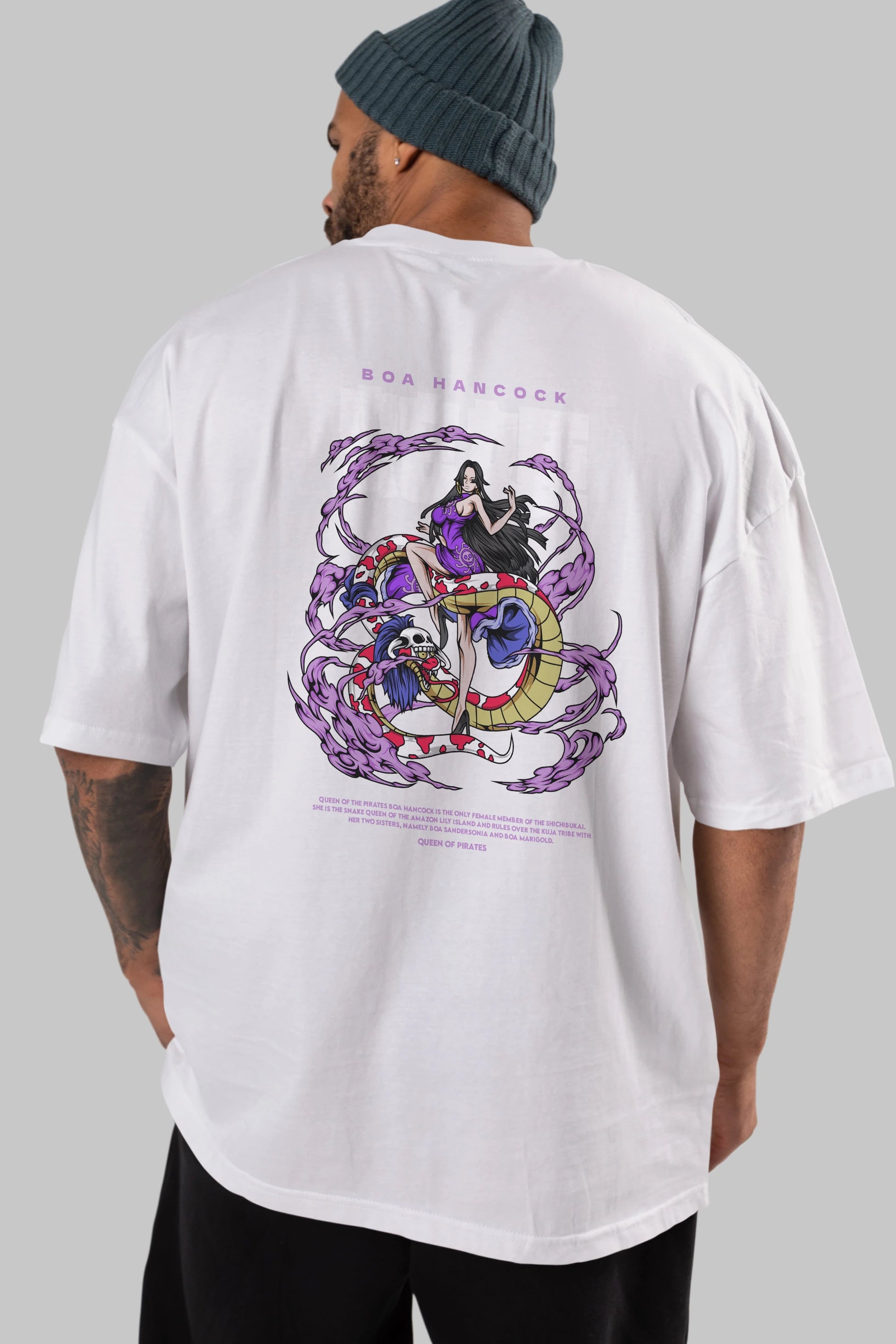 Boa Hancock Anime Arka Baskılı Oversize t-shirt Erkek Kadın Unisex