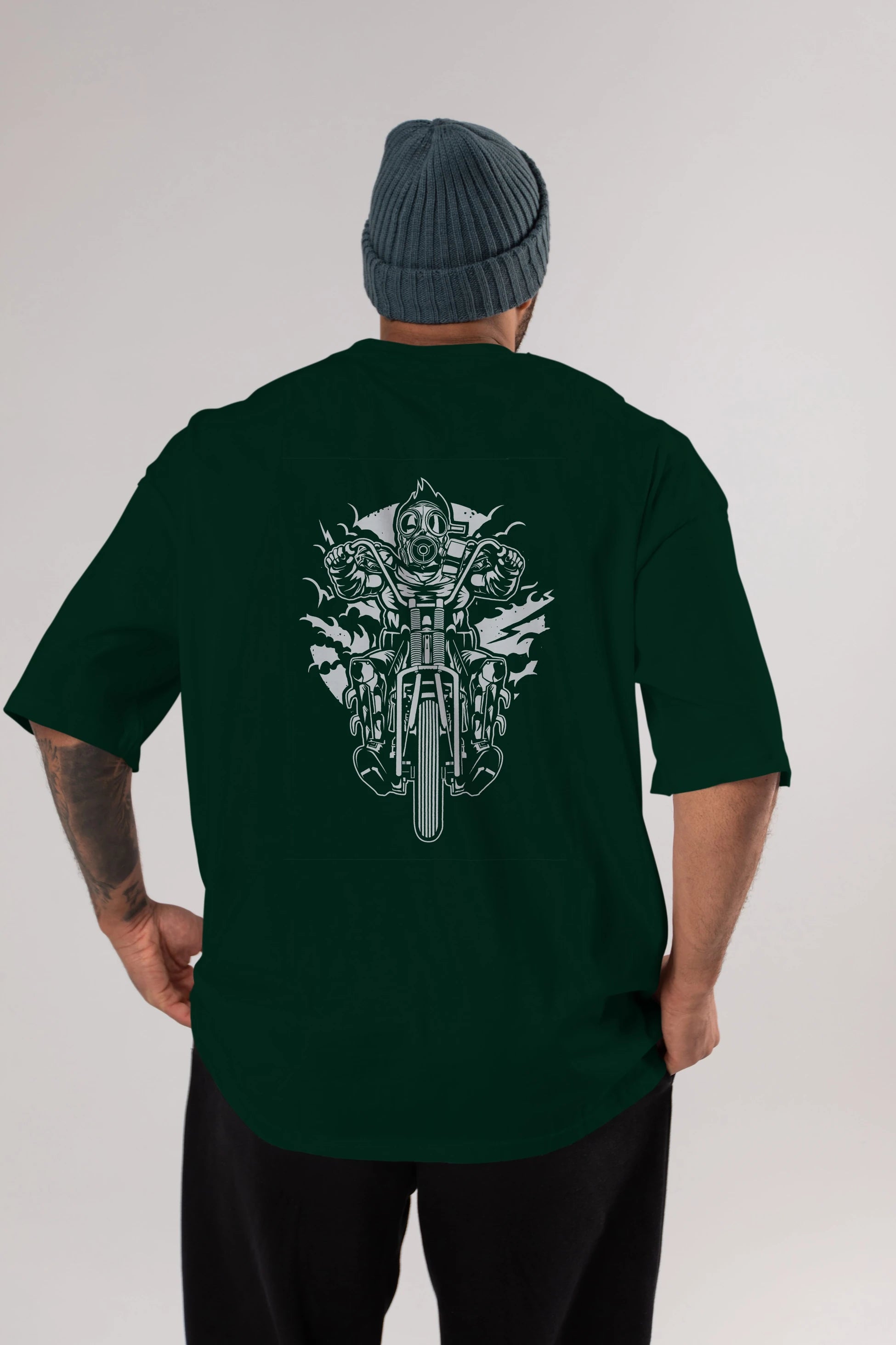 Gasmask Chopper Arka Baskılı Oversize t-shirt Erkek Kadın Unisex %100 Pamuk
