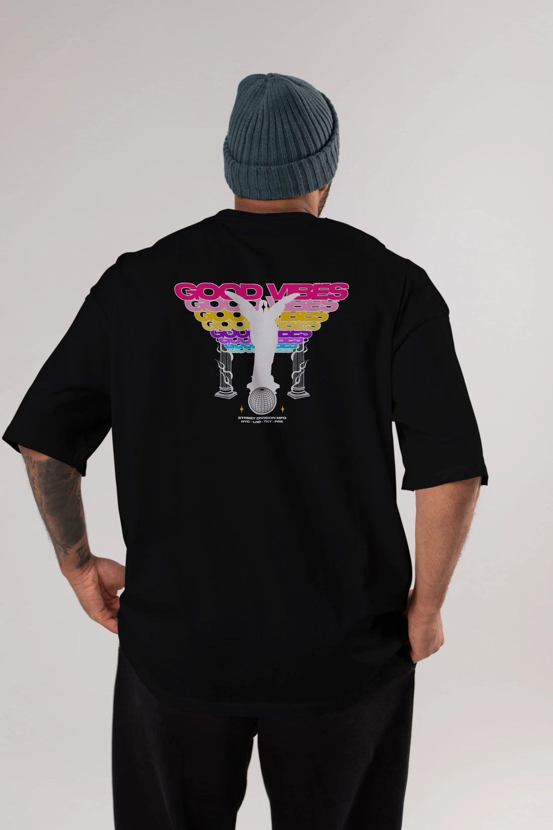 Good Vibes Arka Baskılı Oversize t-shirt Erkek Kadın Unisex