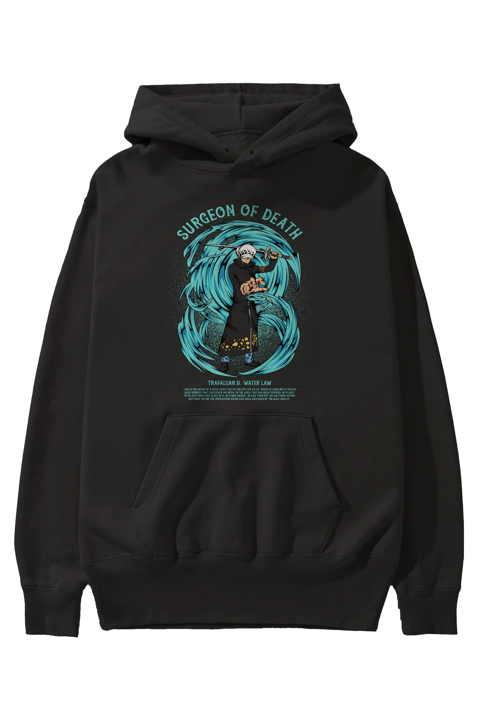 Trafalgad D. Water Law Anime Ön Baskılı Hoodie Oversize Kapüşonlu Sweatshirt Erkek Kadın Unisex