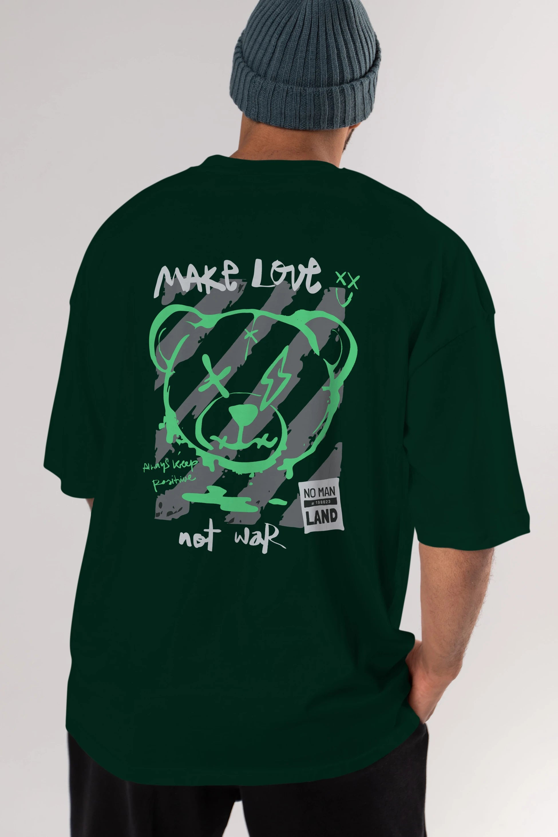 Make Love Bear Arka Baskılı Oversize t-shirt Erkek Kadın Unisex