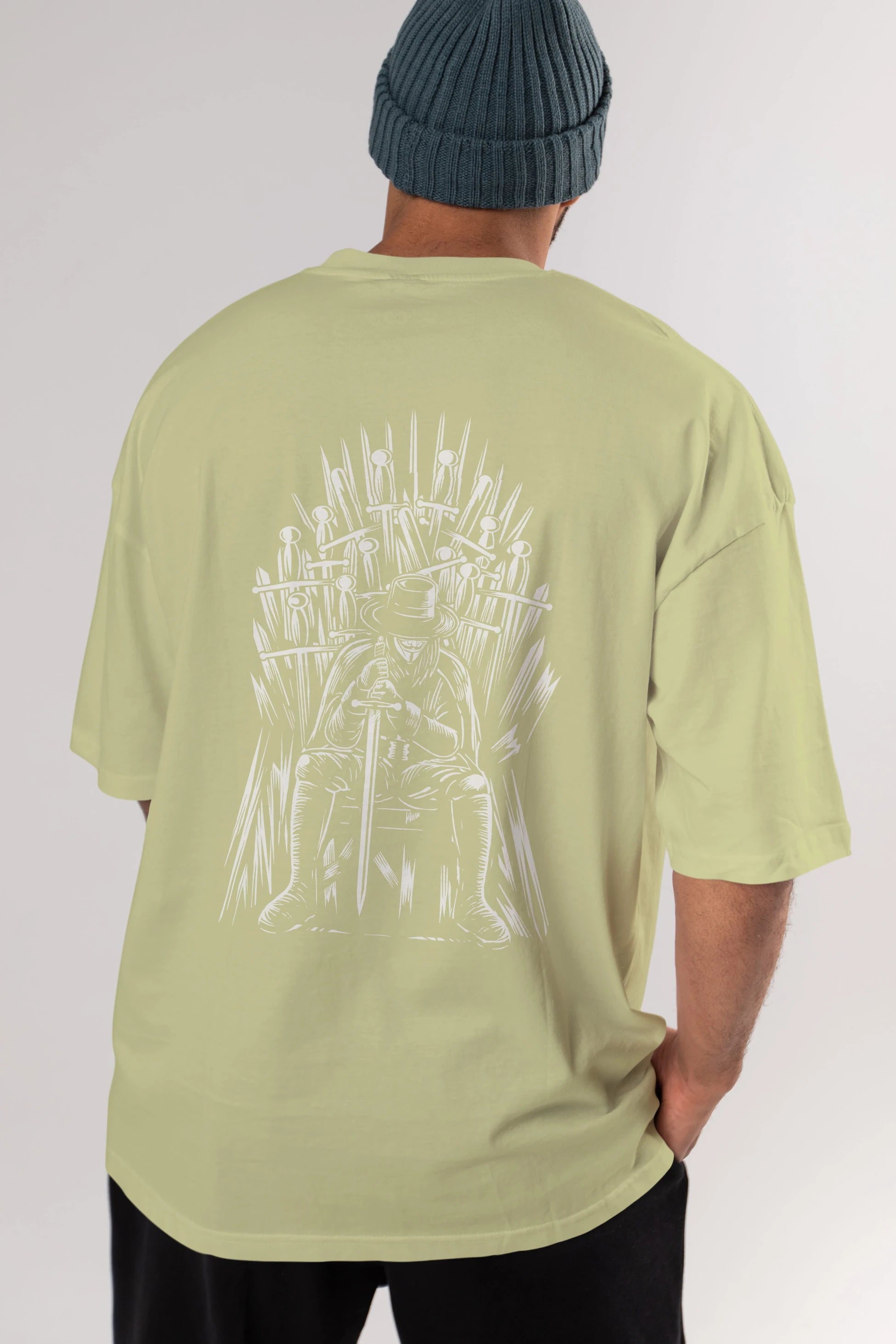 The Thrones Of Vendetta Arka Baskılı Oversize t-shirt Erkek Kadın Unisex %100 Pamuk