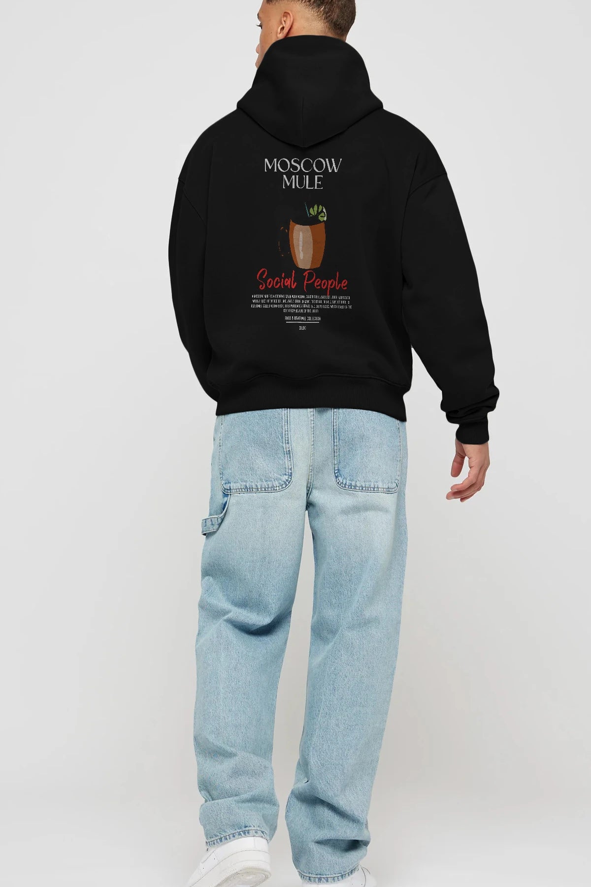 Moscow Mule Kokteyl Arka Baskılı Hoodie Oversize Kapüşonlu Sweatshirt Erkek Kadın