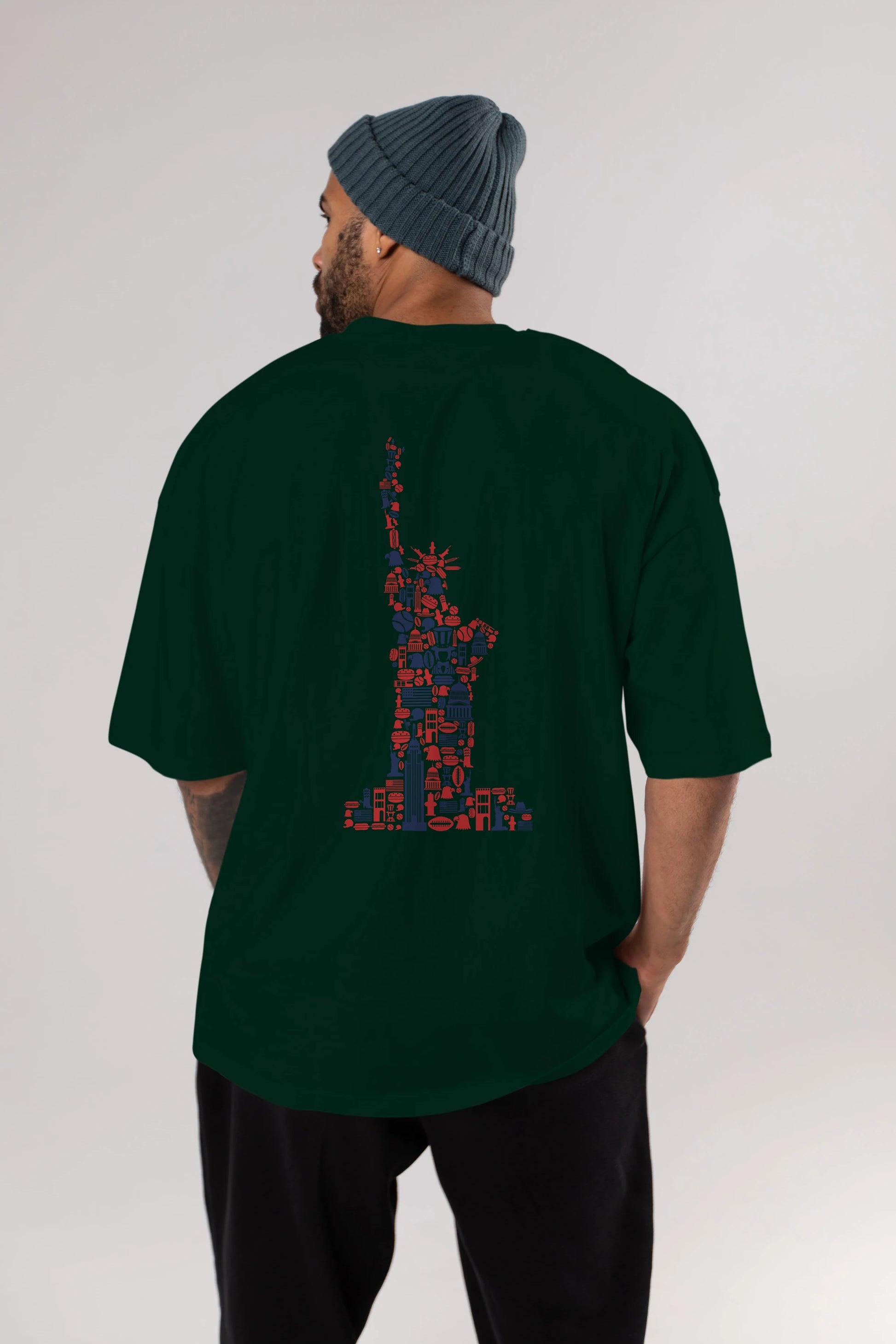 Liberty Arka Baskılı Oversize t-shirt %100 pamuk Erkek Kadın Unisex