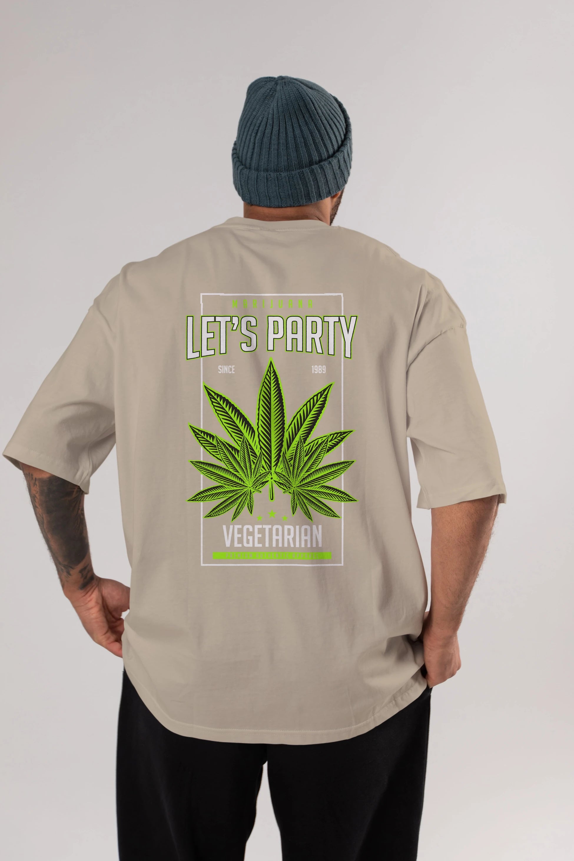 Lets Party Arka Baskılı Oversize t-shirt Erkek Kadın Unisex