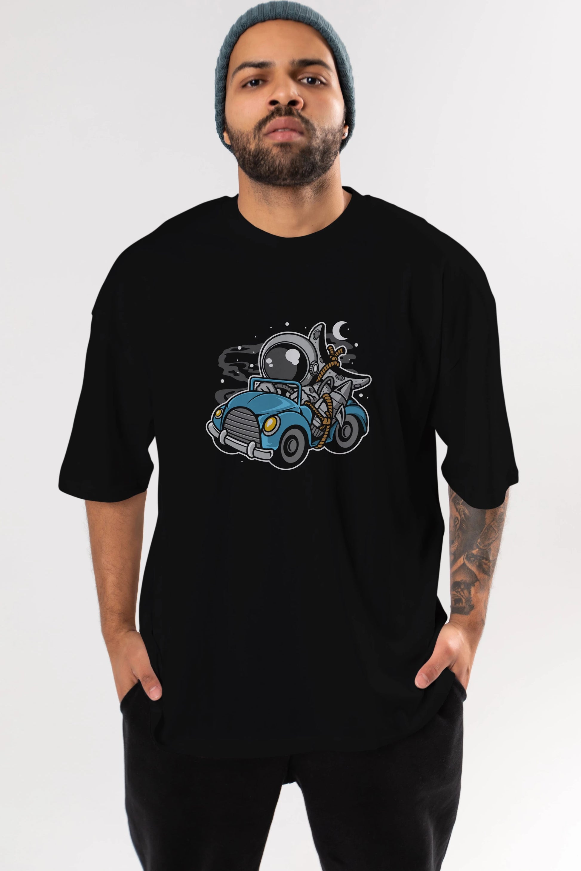 Astronaut Journey Ön Baskılı Oversize t-shirt Erkek Kadın Unisex